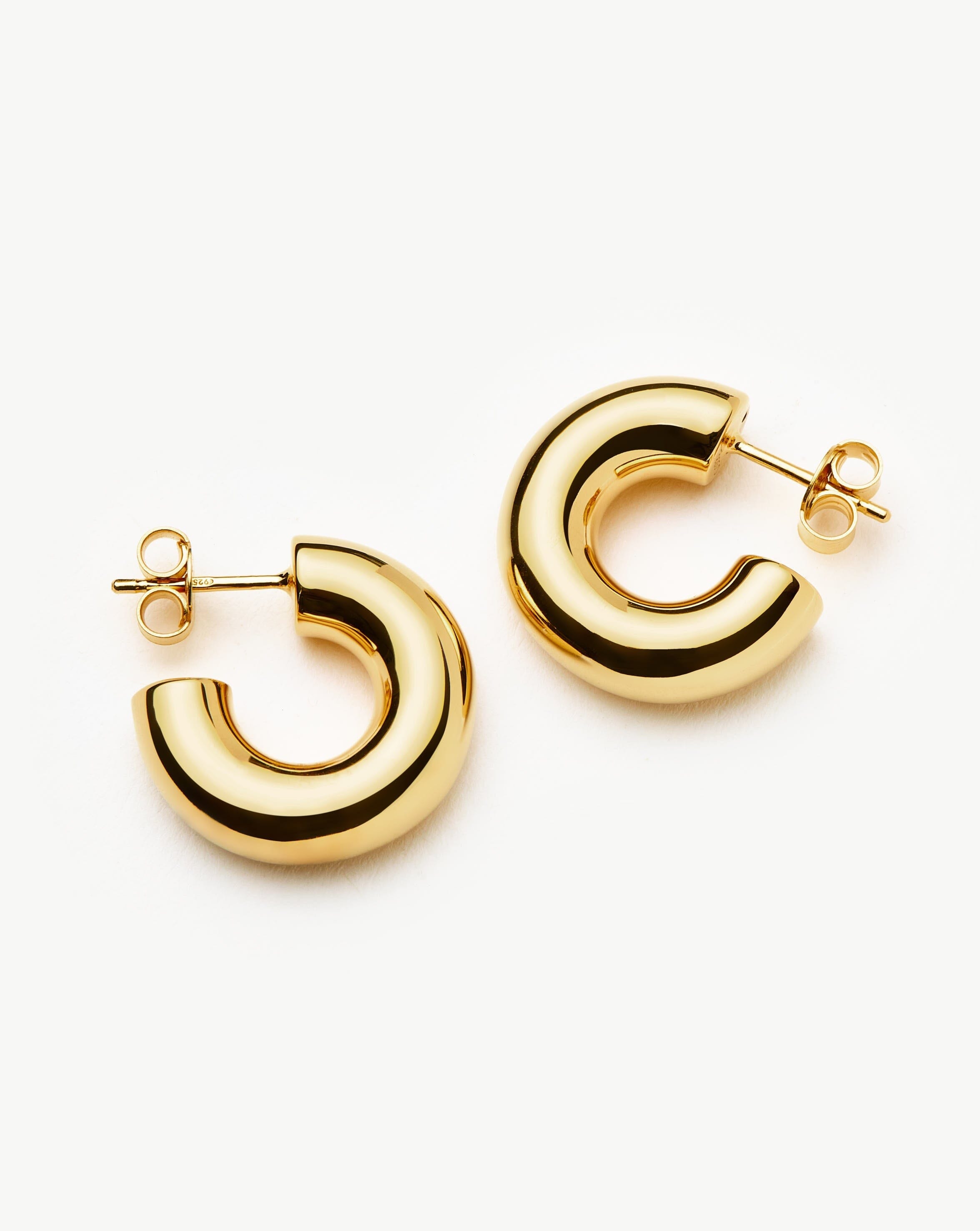 Chubby Small Hoop Earrings - 18k Gold Vermeil Dainty Huggie Earrings for Women | Everyday Wear, Gift for Her, Wedding Jewelry