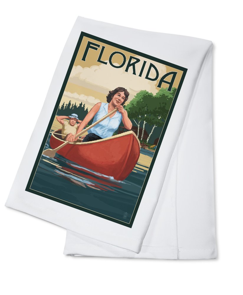 Florida Canoeing Lake 100% Cotton Tea Towel - Decorative Hand Towel for Kitchen & Home Decor - Perfect for Dish Drying, Gift Giving, and Cabin Decor