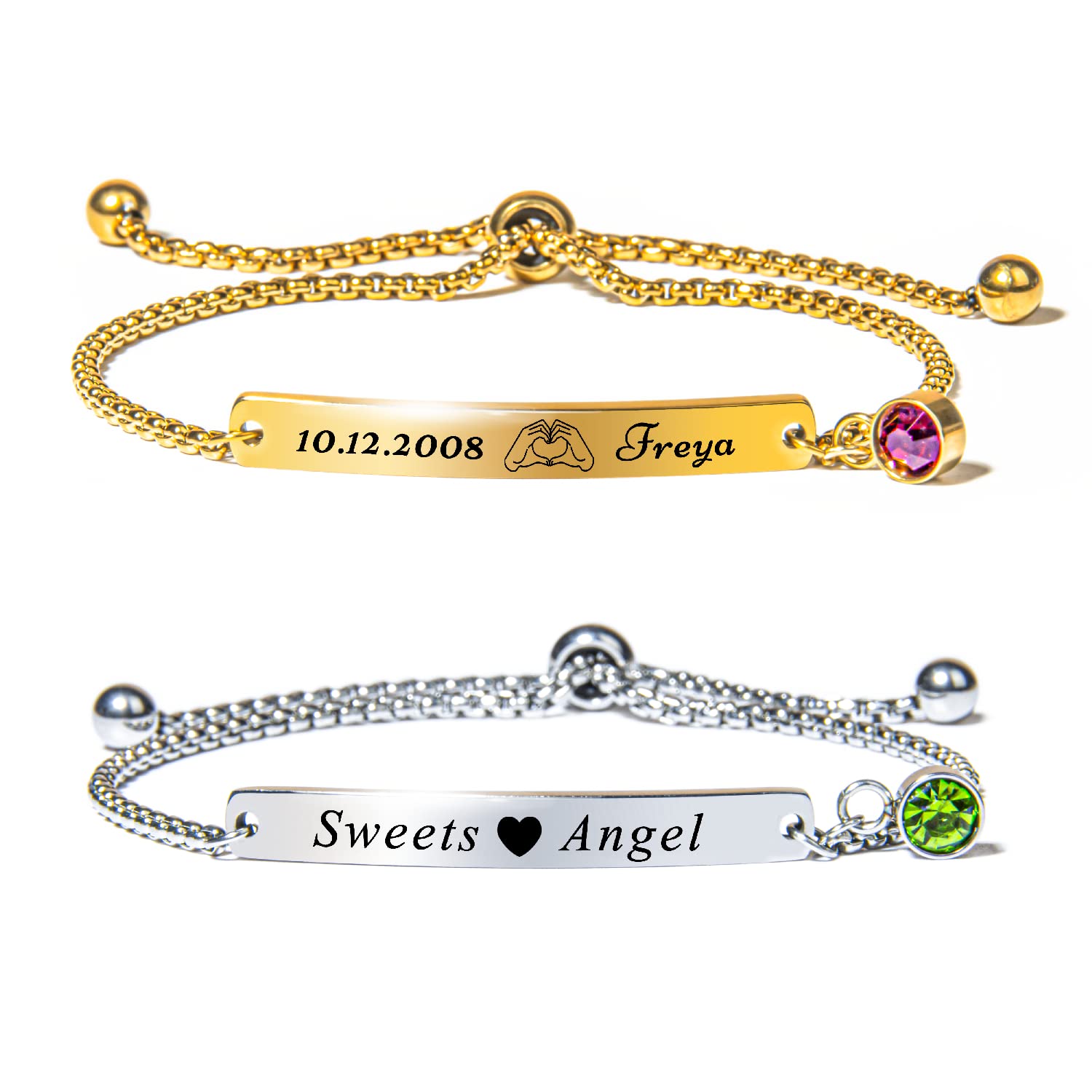Caramel Sweet Life Birthstone Bracelets for Women - Personalized Mom Bracelet with Custom Name - Meaningful Birthday Gift for Mother, Sister & Best Friend | Perfect for Mother's Day, Anniversary & Special Occasions