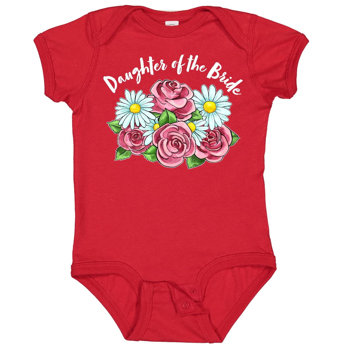 Inktastic Daughter Of the Bride Roses and Daisies Baby Bodysuit - Cute Floral Outfit for Wedding Party, Baby Shower & Special Occasions