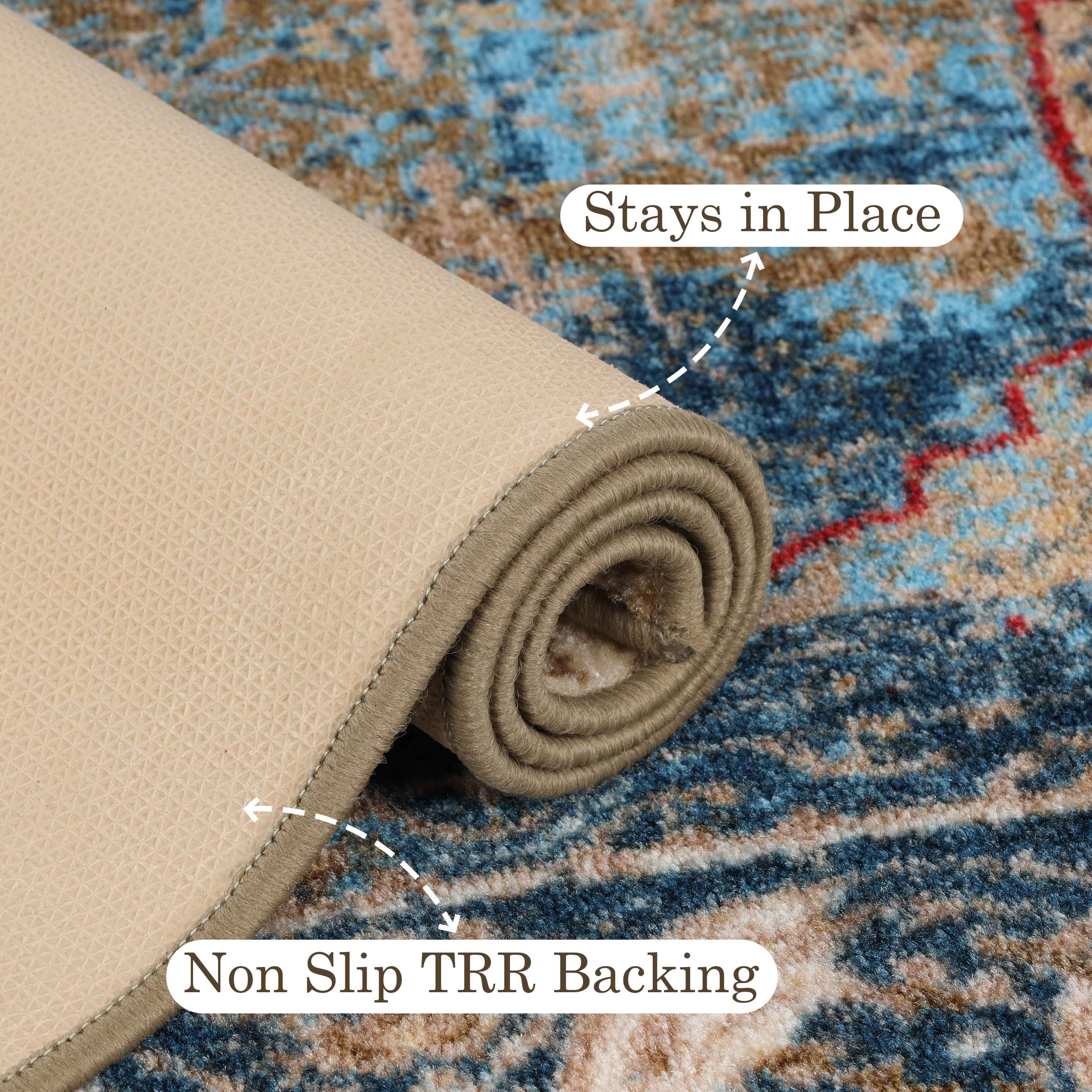 Angeles Traditional Washable Large Non-Slip Area Rug or Runner Rug - Perfect for Living Room, Bedroom, Hallway & High Traffic Areas
