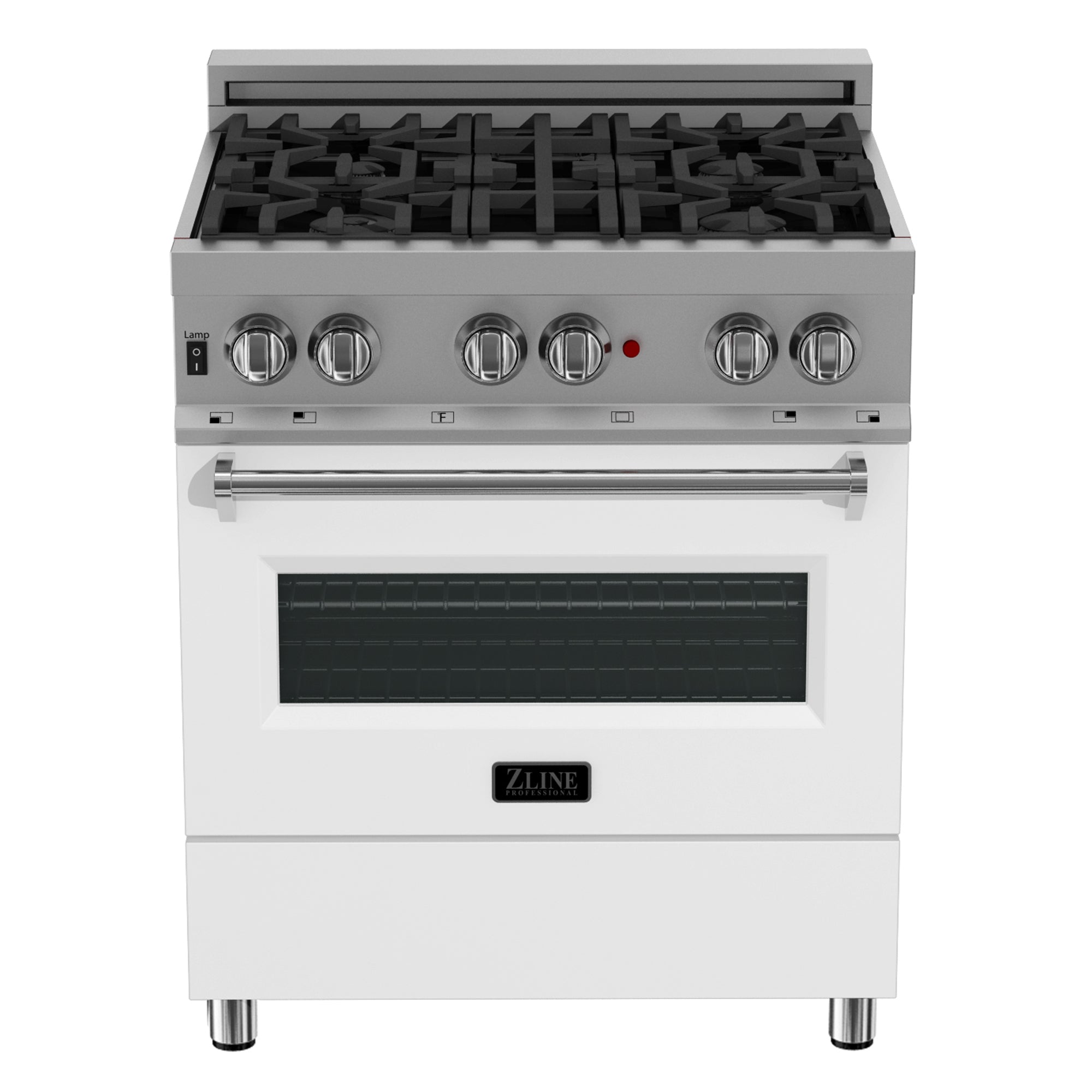 ZLINE 30-inch 4.0 cu. ft. Dual Fuel Range - 4 Burner Gas Cooktop & Electric Convection Oven - Satin Stainless Steel with White Matte Door (RAS WM 30) - Perfect for Modern Kitchens & Professional Home Chefs