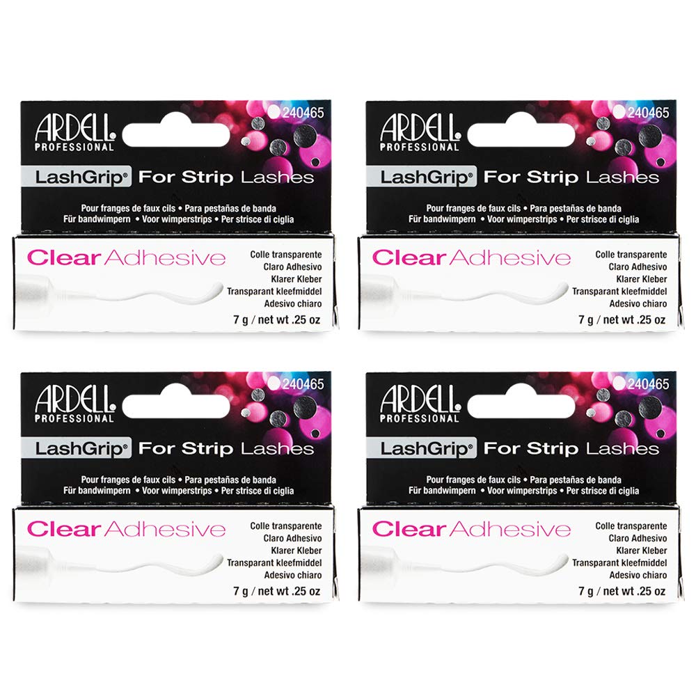 Ardell Lashgrip Strip False Eyelash Adhesive - Clear, 0.25 Oz (4 Pack) | Waterproof & Long-Lasting | Perfect for Daily Wear, Special Occasions & Makeup Artists