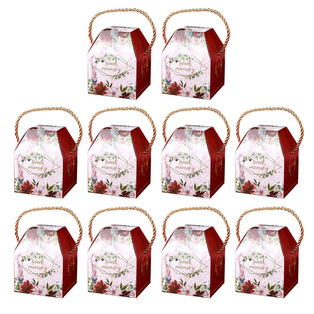 Premium Kraft Gift Boxes 20pcs - Elegant Wedding Candy Boxes, Christmas Cookie Containers & Holiday Treat Boxes with Handles for Party Favors, Bridal Showers, Baby Showers & Corporate Gifting (Red) - Perfect for Candy, Cookies, Chocolates, Small Gifts & Party Favors