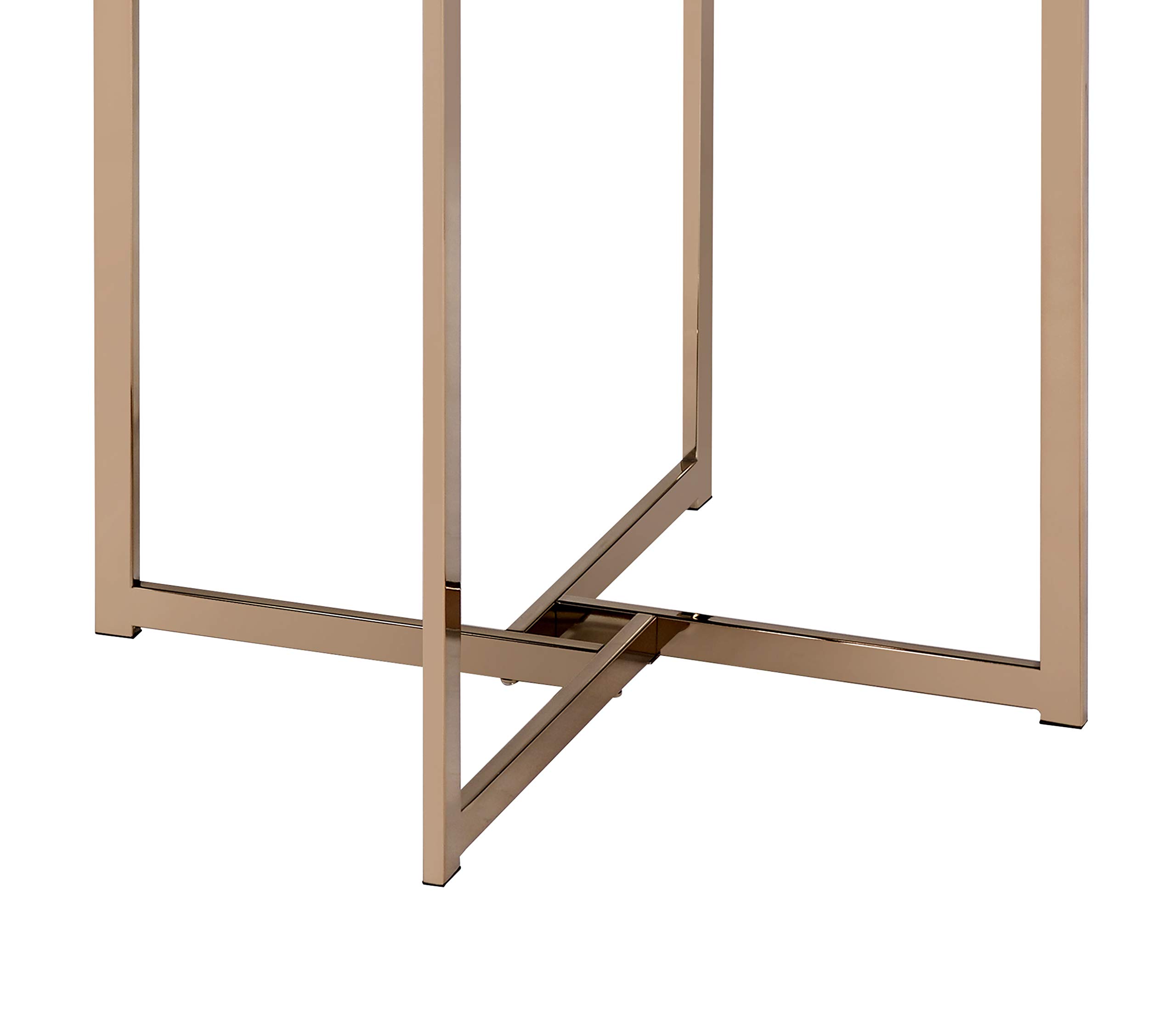 Benjara Modern End Table with X-Shaped Metal Base & Round Wooden Top - Gold & Gray Accent Table for Living Room, Bedroom, or Office Decor