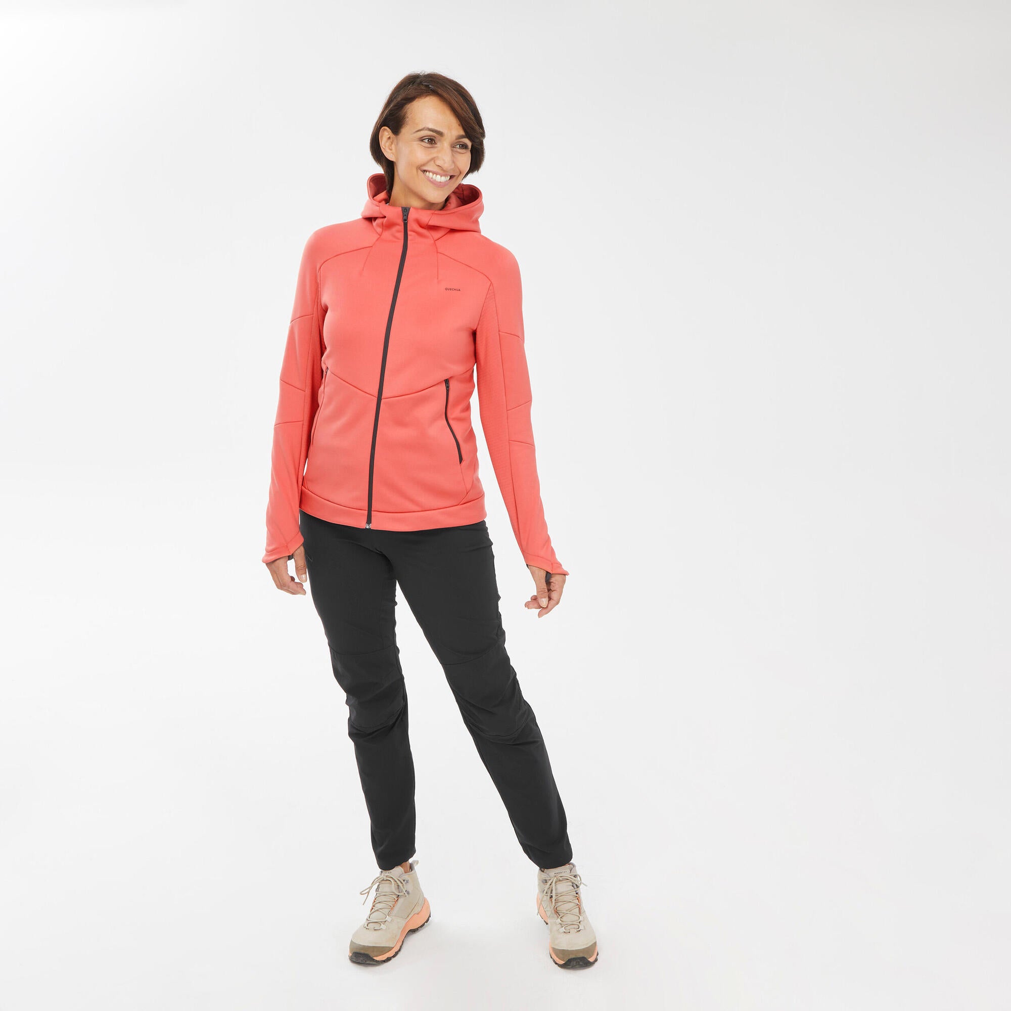 Quechua Women's MH520 Hooded Fleece Jacket - Lightweight Warm Hiking Pullover for Outdoor Adventures & Travel