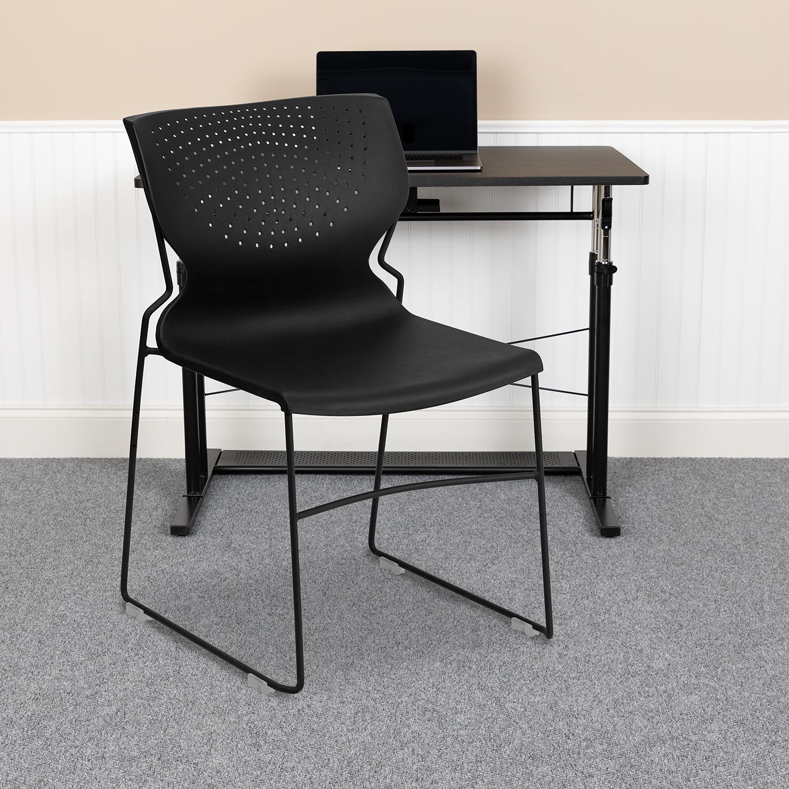 5-Pack Heavy Duty Black Stacking Chairs - 661 lb Capacity, Full Back Support & Durable Steel Frame - Perfect for Events, Banquets, Classrooms & Office Use
