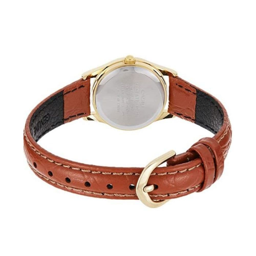 CASIO Analog LTP-1094Q-9BRDF Women's Watch - Brown Leather Strap, Gold-Tone Case, Minimalist Design for Everyday Wear & Office Style