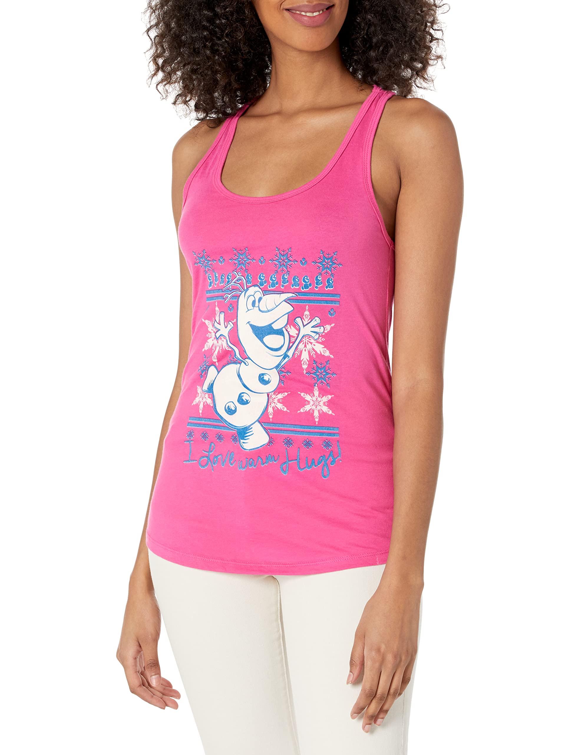Fifth Sun Women's Frozen Hooray Snow Slim Fit Racerback Tank Top - Cute Scoop Neck Summer T-Shirt for Women - Perfect for Beach, Vacation & Casual Wear