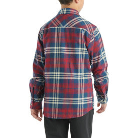 Youth Boys Long Sleeve Flannel Button Down Shirt - Dark Denim Blue - Casual School & Outdoor Wear for Teens