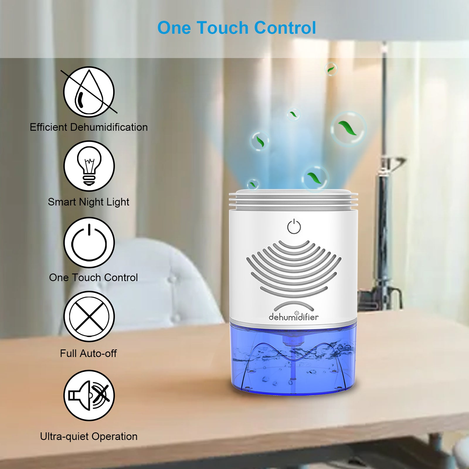 Portable Small Electric Dehumidifier for Home - Compact & Energy Efficient Air Moisture Absorber for Bedroom, Basement, Closet & RV Use