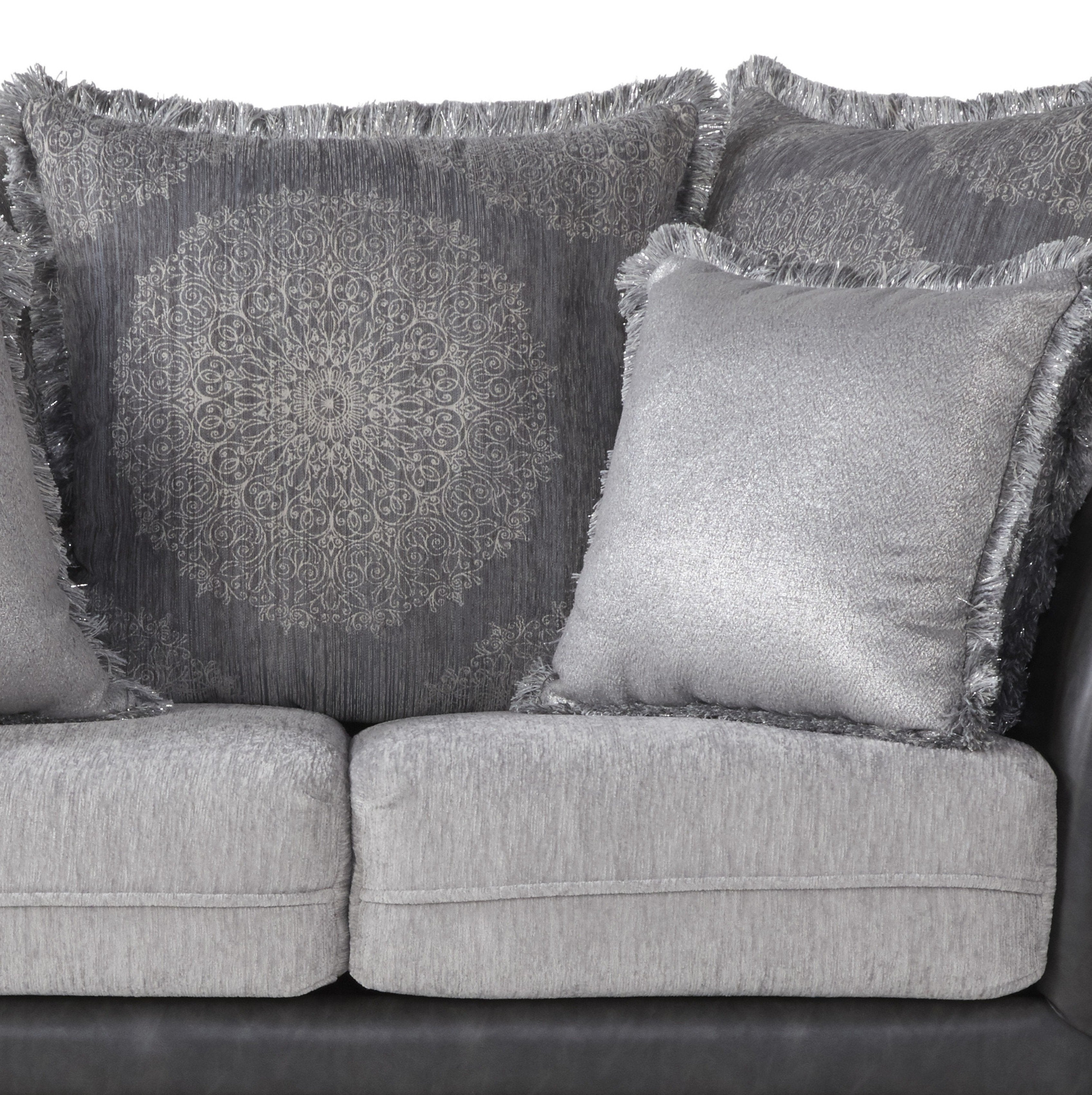 San Marino 2-Tone Fabric and Wooden Frame Loveseat Sofa - Gray Modern Small Couch for Living Room, Bedroom, or Office Space