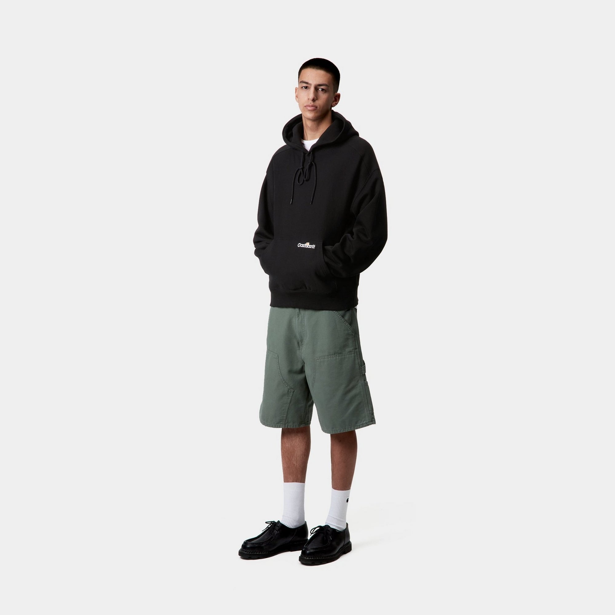 Black Hooded Label Script Sweatshirt - Cozy Pullover Hoodie for Men & Women | Perfect for Casual Wear, Street Style & Loungewear