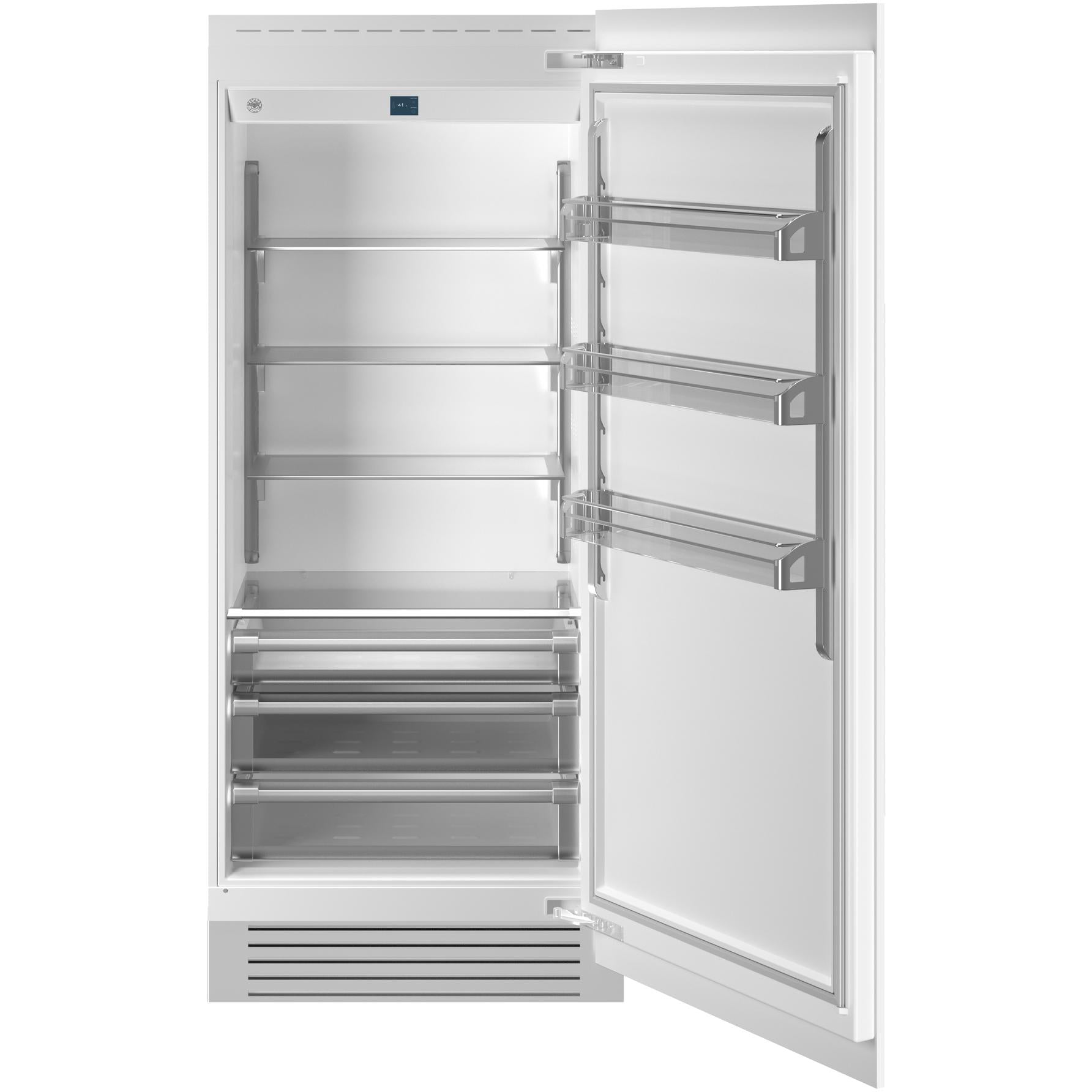 Bertazzoni 36 Inch Built-In All Refrigerator - 21.5 Cu.Ft Capacity, LED Lighting, Stainless Steel (REF36RCPIXR/23) - Perfect for Modern Kitchens, Restaurants & Luxury Homes