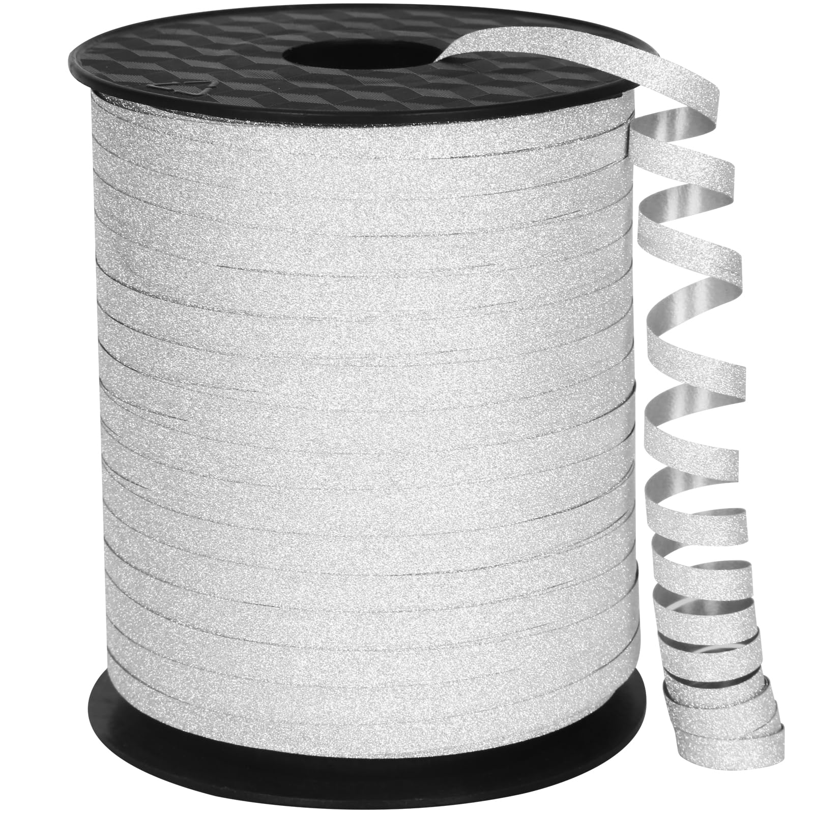500 Yard Silver Curling Ribbon - Glitter Metallic Gift Wrapping Ribbon for Balloons, Birthdays, Christmas Decorations | Perfect for Party Decor, DIY Crafts & Holiday Gifts