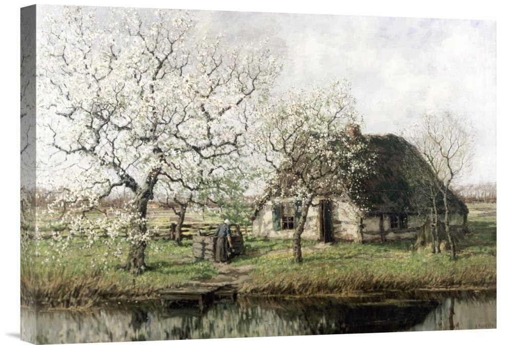 Budget Unknown Cottage by The River - Gallery Wrap Giclee Canvas Wall Art Print - Perfect for Living Room, Bedroom & Office Decor