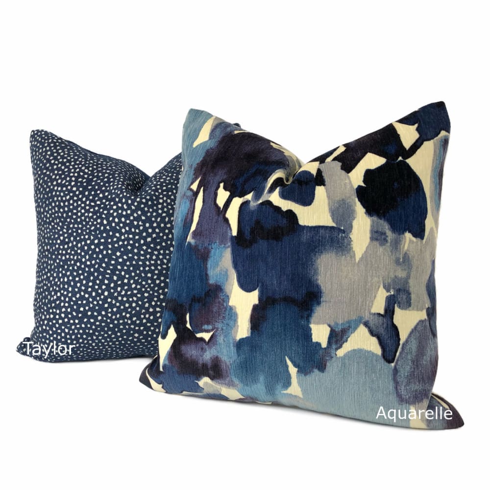 Taylor Navy Blue White Dots Chenille Pillow Cover - Soft Decorative Throw Pillow Case for Sofa, Bed, Couch - Home Decor Accent for Living Room, Bedroom