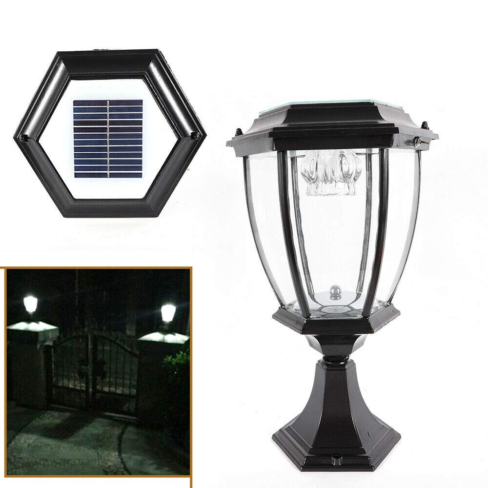 LYNICESHOP Solar Post Lights Outdoor - Waterproof Garden Pathway Lights, Solar Powered Fence Post Cap Lights for Wooden Deck, Yard, Patio (7.87''X6.30''X13.78'', Black) - Perfect for Landscape Lighting, Driveway Markers & Backyard Decor