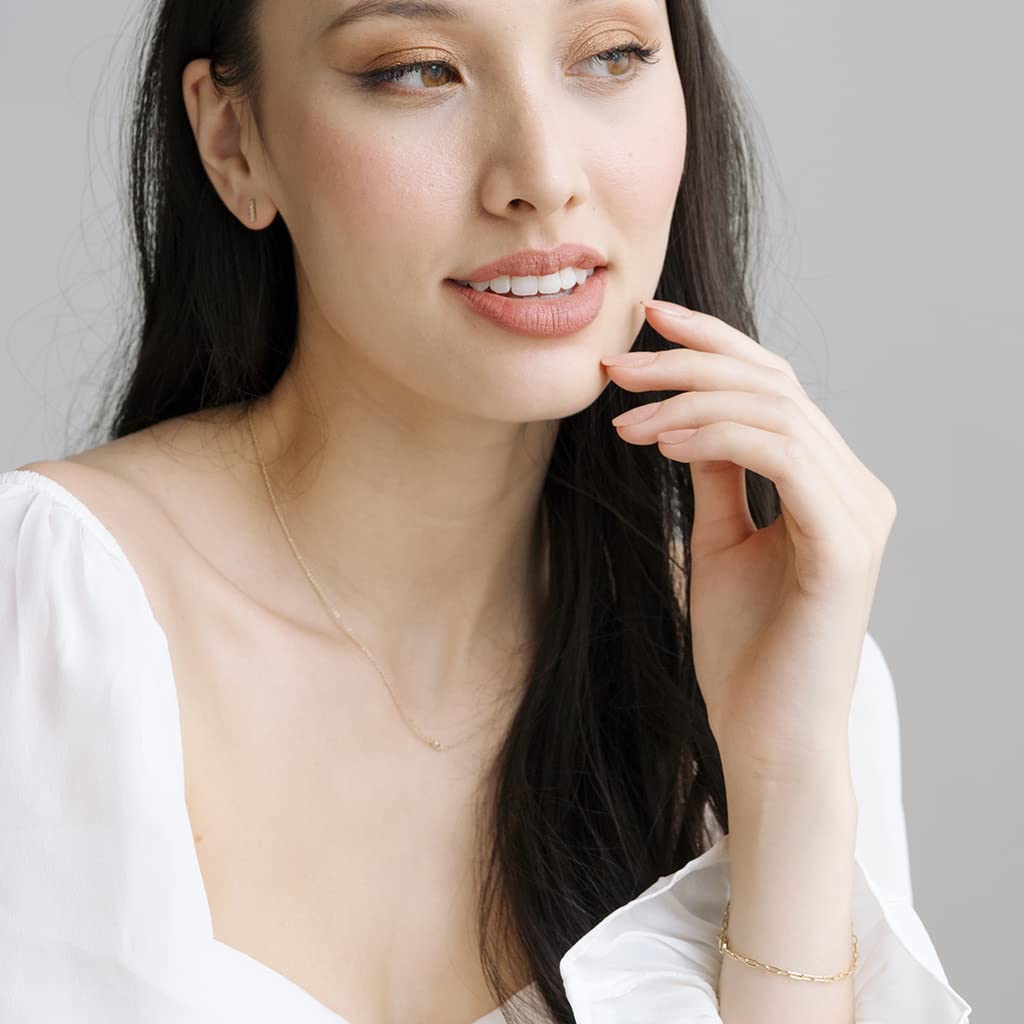 Honeycat Solo Tiny Crystal Bezel Necklace - Minimalist Delicate Jewelry in Gold, Rose Gold or Silver | Perfect for Everyday Wear, Gift Giving & Special Occasions