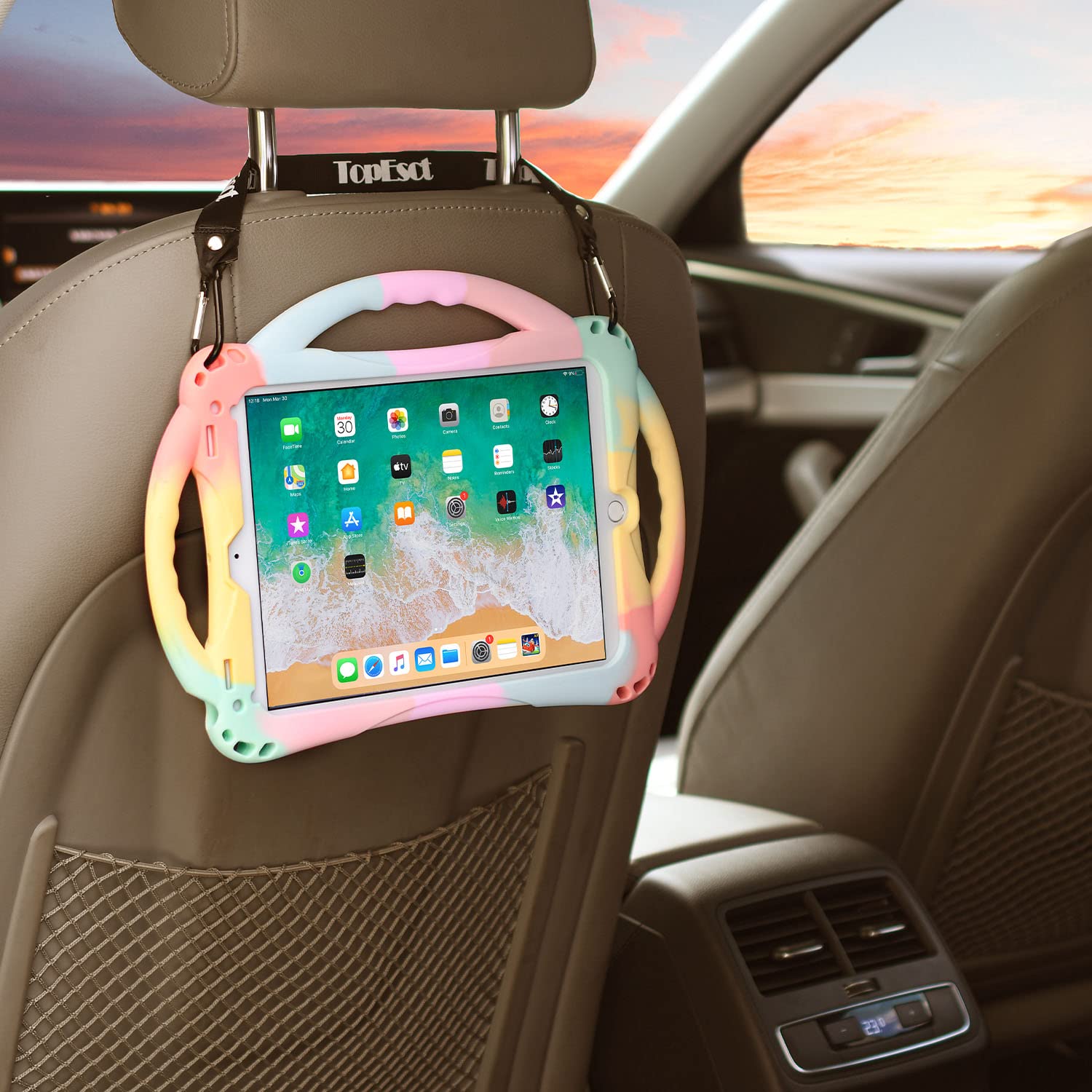 Shockproof Kids iPad Case for iPad 6th/5th Generation & iPad Air/Air 2 (9.7 inch) - Durable Silicone Cover with Tempered Glass Screen Protector & Hand Strap - Perfect for School, Travel, and Home Use