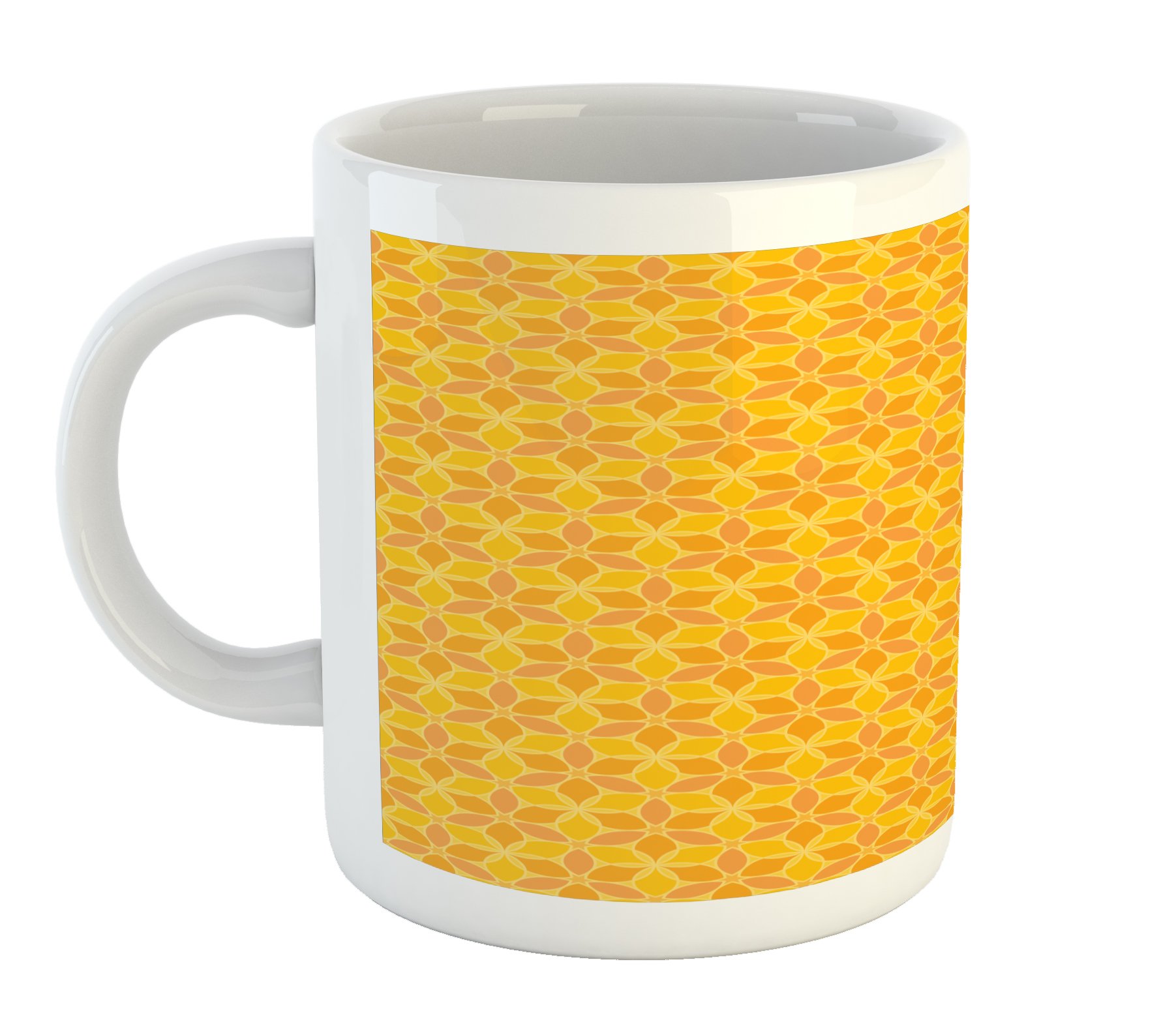 Abstract Floral Ceramic Mug - Orange & Yellow Coffee Cup for Home & Office