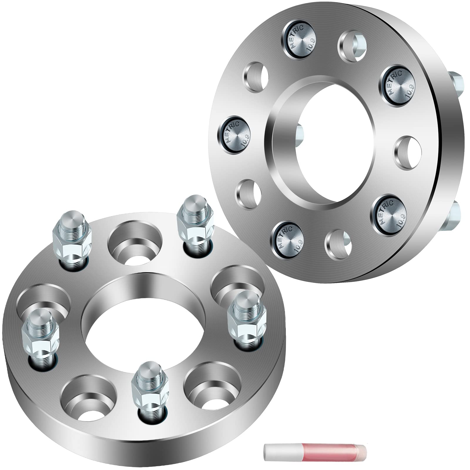 SCITOO 1 Inch Wheel Spacers (2Pcs) – 5x110 Bolt Pattern, 12x1.5 Thread, 65.1mm Hub – Silver Wheel Adapters for Cadillac Catera 1997-2001, Chevrolet Cobalt 2005-2010, Malibu 2004-2012, HHR 2006-2011 – Perfect for Enhanced Stance & Performance Upgrades