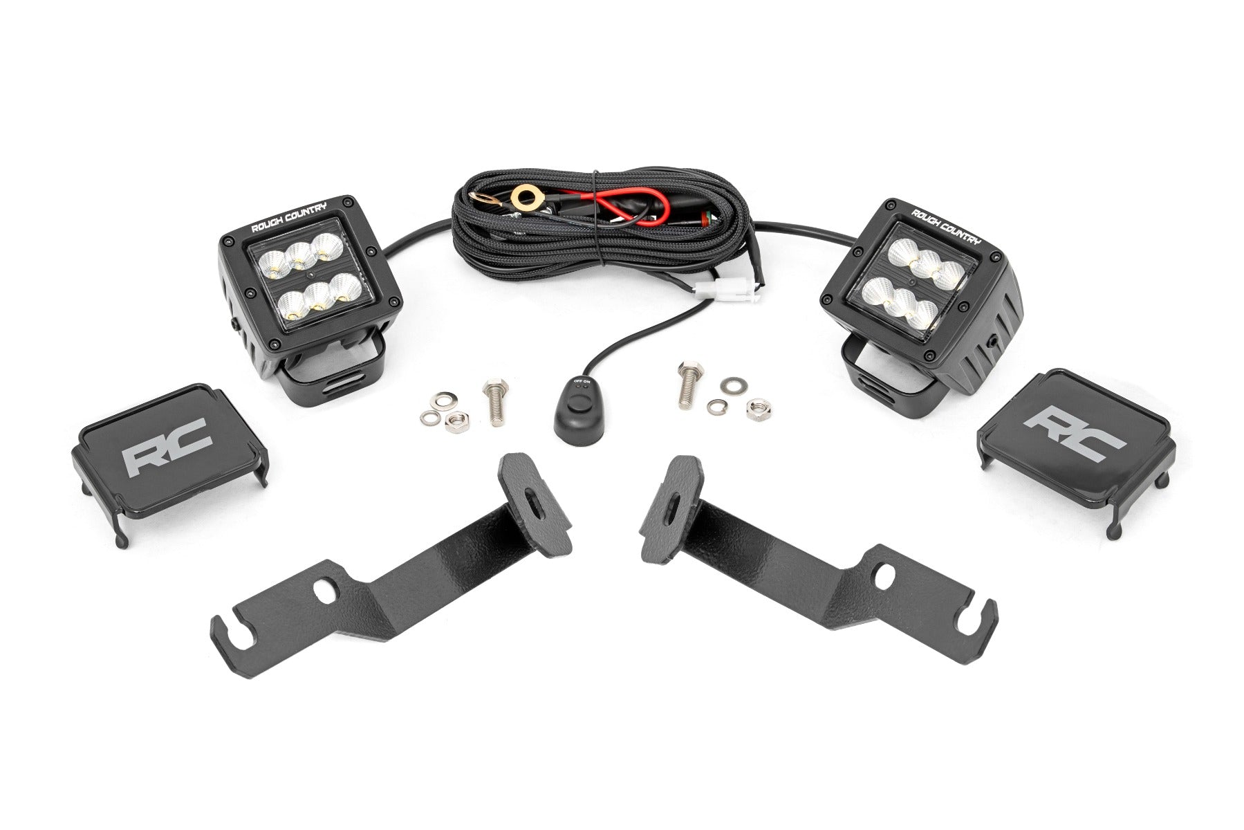 2005-2015 Toyota Tacoma Rough Country Low Profile LED Ditch Light Kit - Black Series Flood/Spot Combo for Off-Roading & Night Driving