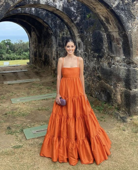 Elegant A-Line Orange Long Prom Dress for Evening Gowns - Style J2602 | Perfect for Homecoming, Formal Dances & Special Occasions