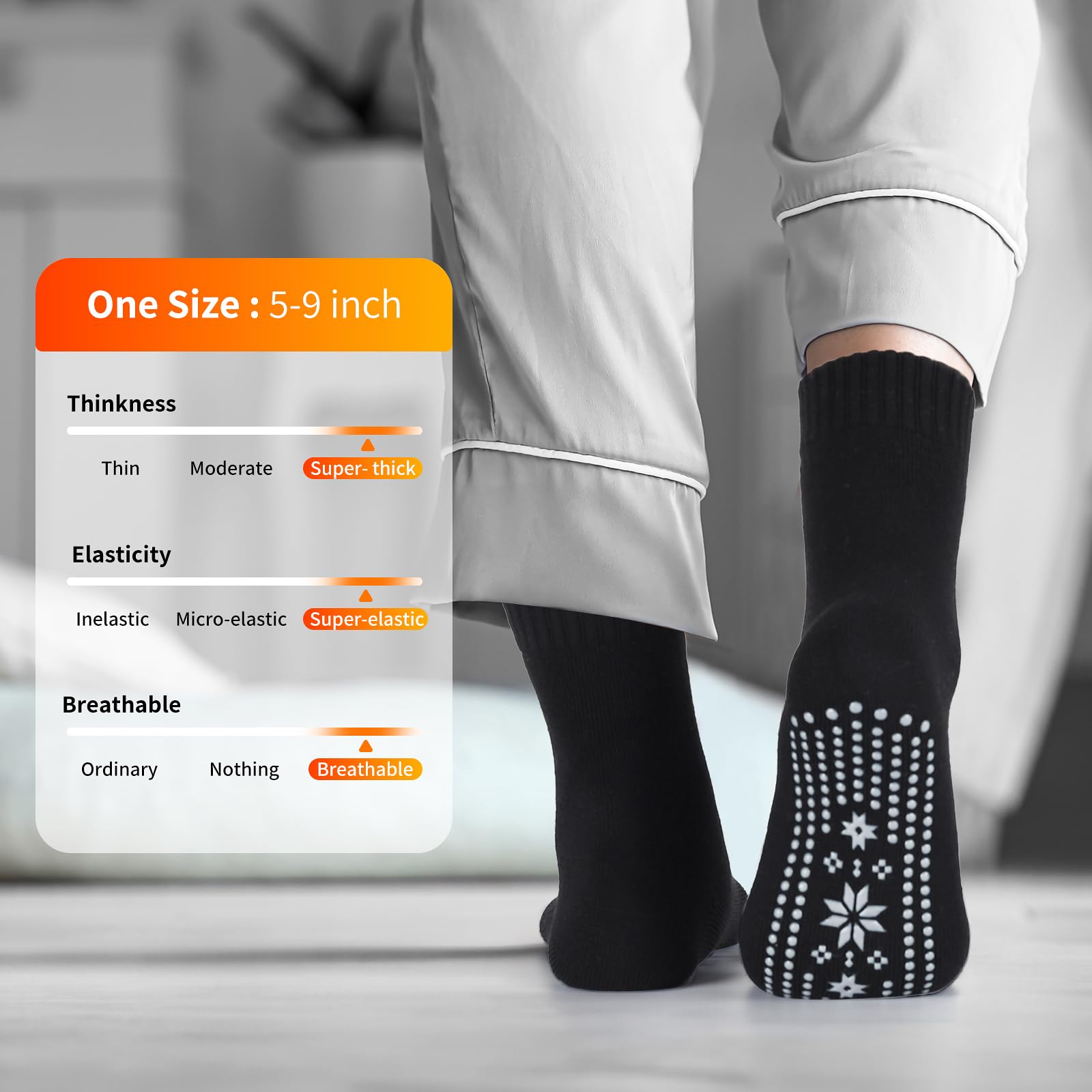 ICEIVY Thermal Slippers for Women - 4 Pairs Cozy Winter Socks with Grips for Home & Hospital Use