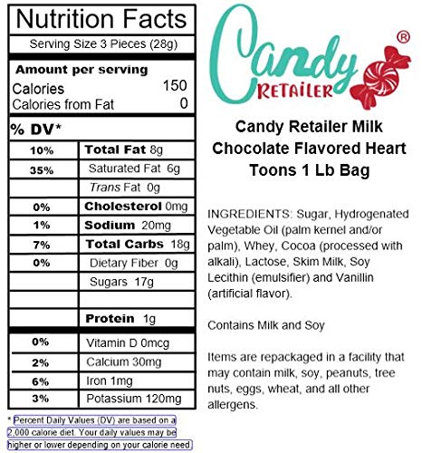 **Delicious Milk Chocolate Heart Toons Candy - 1 Lb Bulk Bag - Perfect for Valentine's Day, Parties & Gifts**