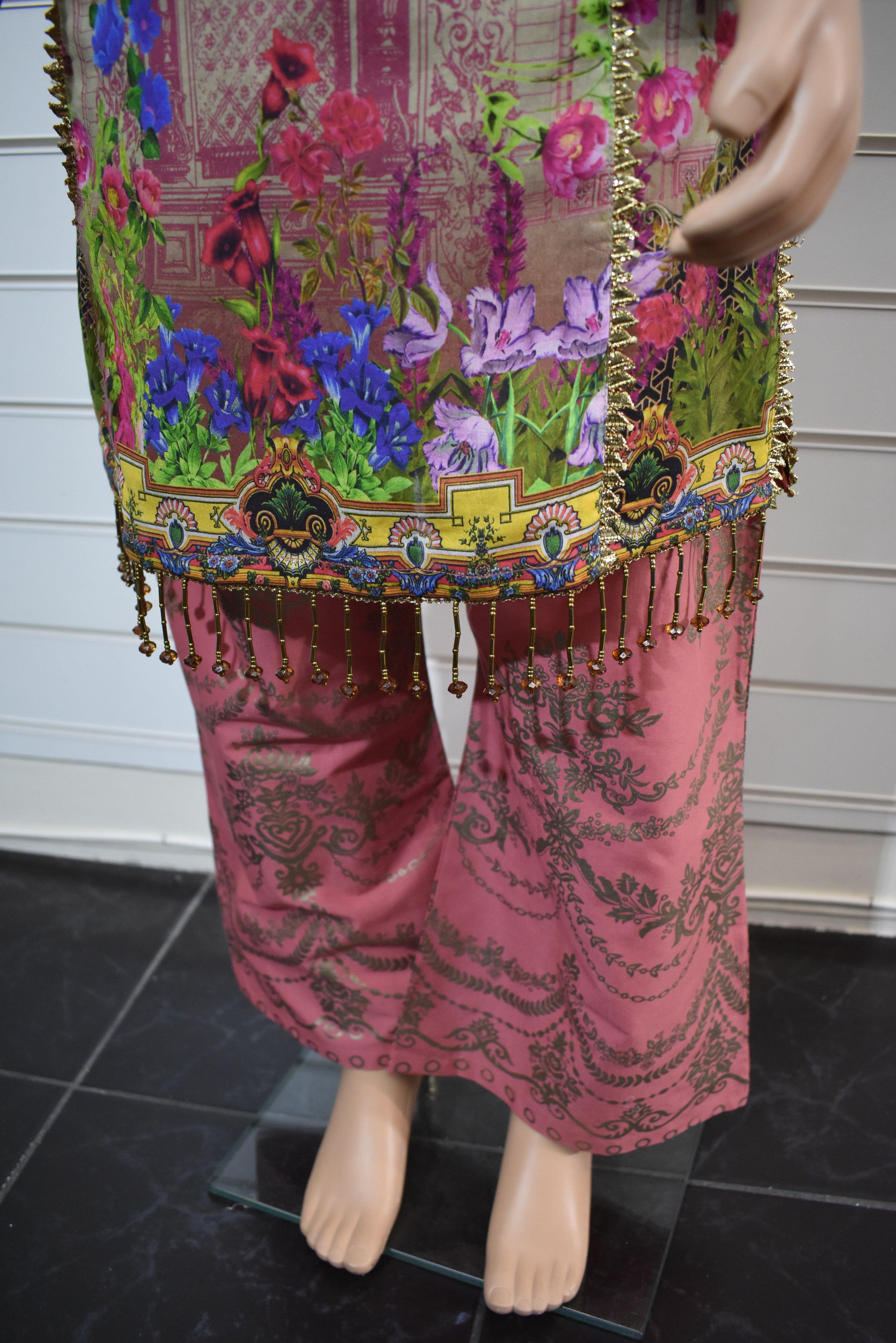 Simrans Kids Digital Print Outfit with Printed Sharara Trousers AL21K - Stylish Ethnic Wear for Girls' Parties & Festivals
