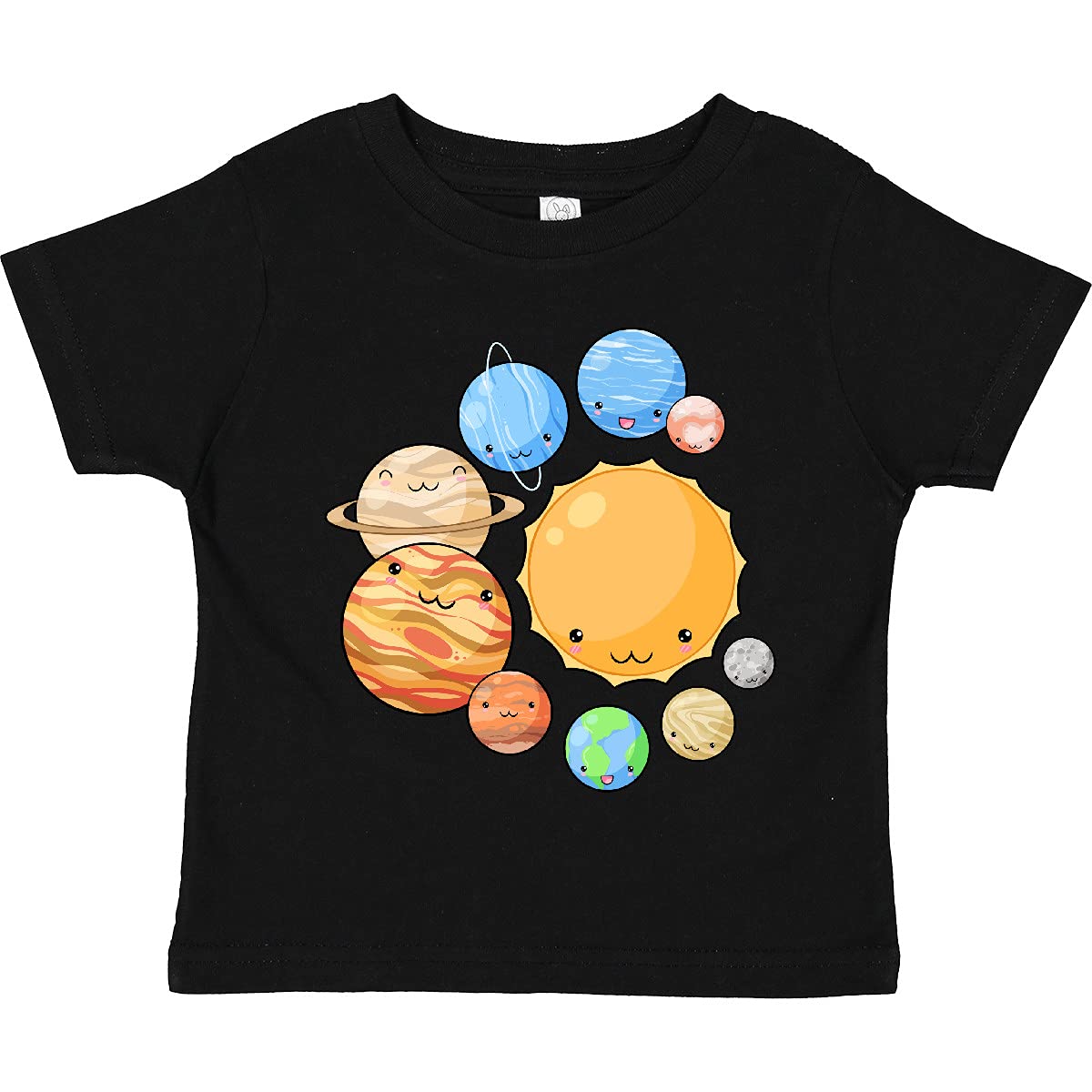 Inktastic Cute Sun and Planets Toddler T-Shirt - Solar System Space Themed Cotton Tee for Kids | Fun Astronomy Outfit for School, Play & Family Photos