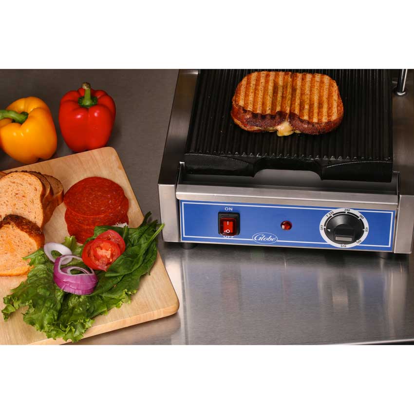 GPG10 Bistro Grooved Plate Panini Grill - Commercial Grade Panini Press for Restaurants, Sandwiches & Paninis - Perfect for Home, Cafe & Catering Use