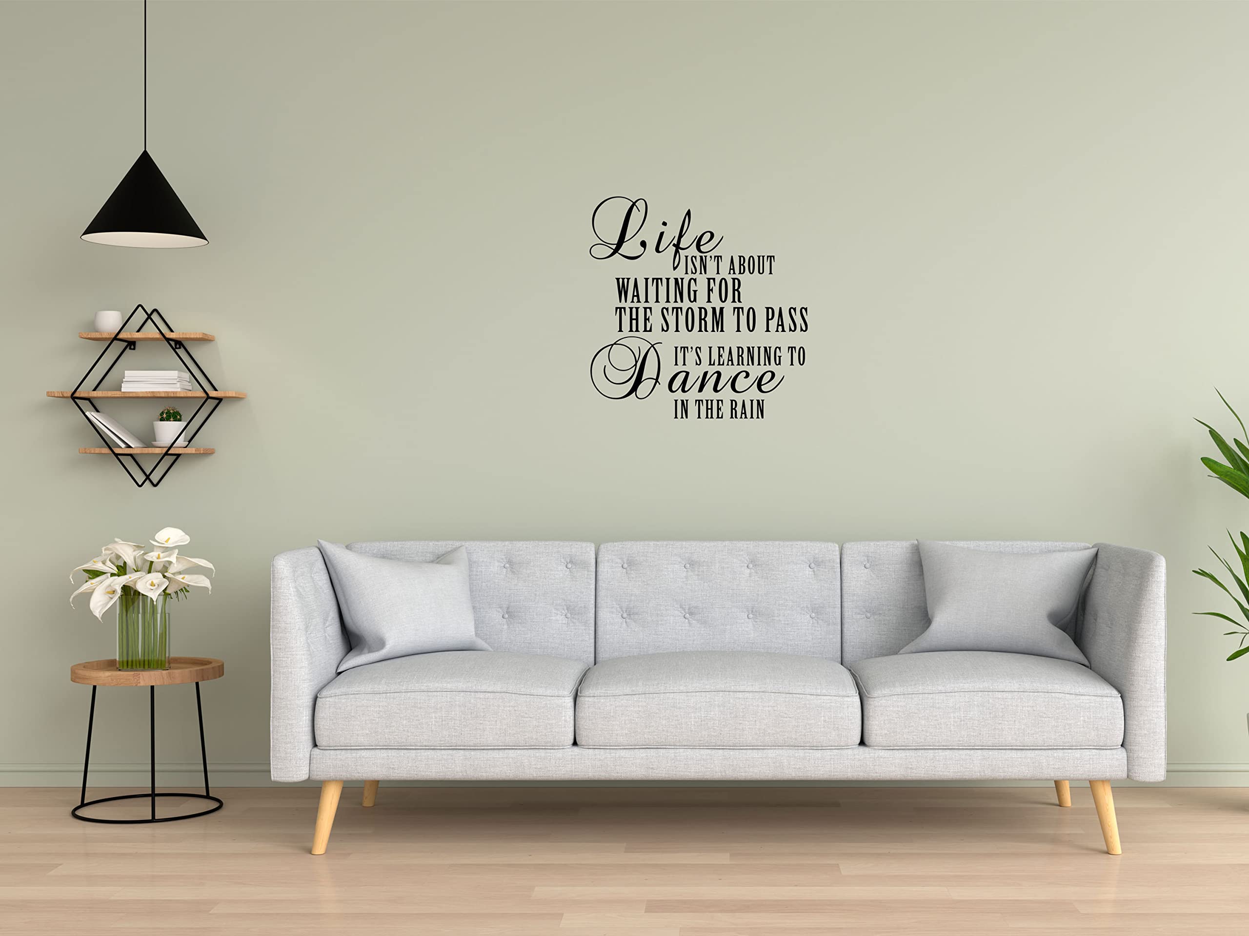 Inspirational Vinyl Wall Decal Quote - 'Life Isn't About Waiting For The Storm To Pass, It's Learning To Dance In The Rain' - Motivational Home & Office Decor - Perfect for Living Room, Bedroom or Nursery Wall Art
