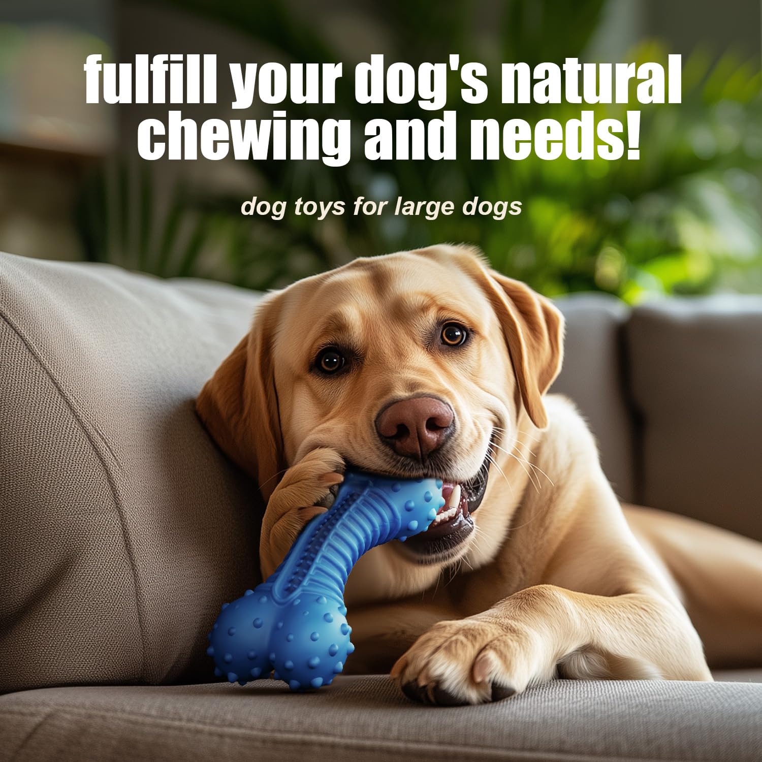 Durable Natural Rubber Dog Chew Toys for Aggressive Chewers - Bacon Flavor Indestructible Toy for Medium & Large Dogs | Perfect for Playtime, Training & Anxiety Relief