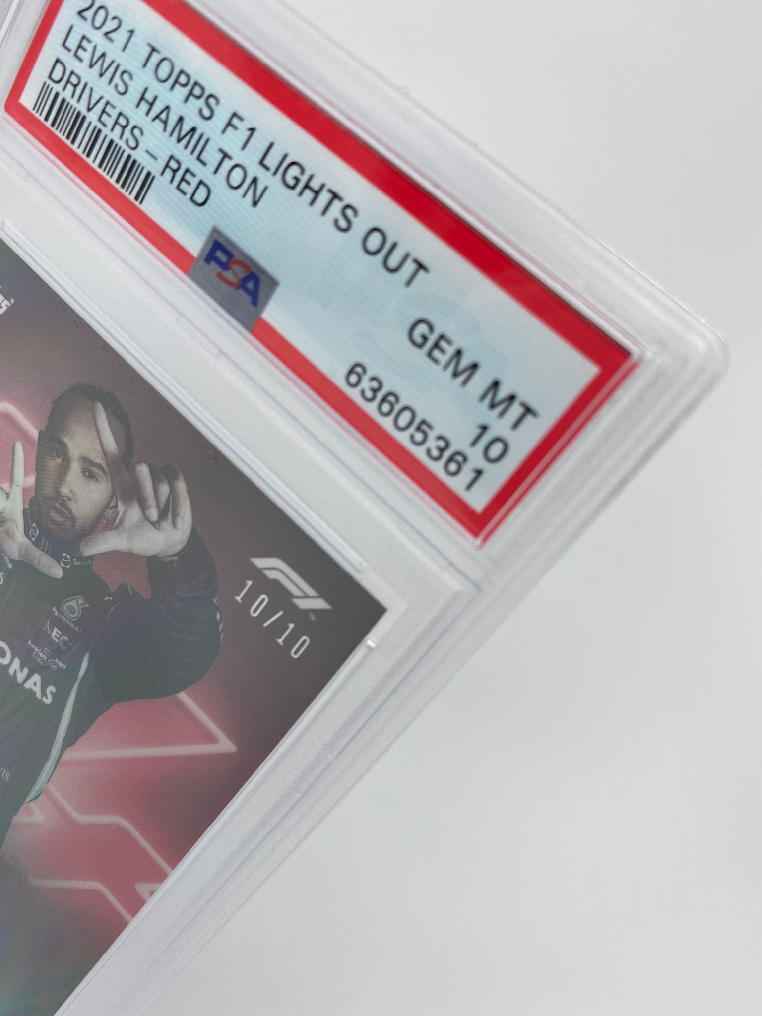 PSA 10 Graded Lewis Hamilton 2020 Topps Chrome F1 Drivers Red Parallel /10 - Rare Racing Collectible for Display & Investment