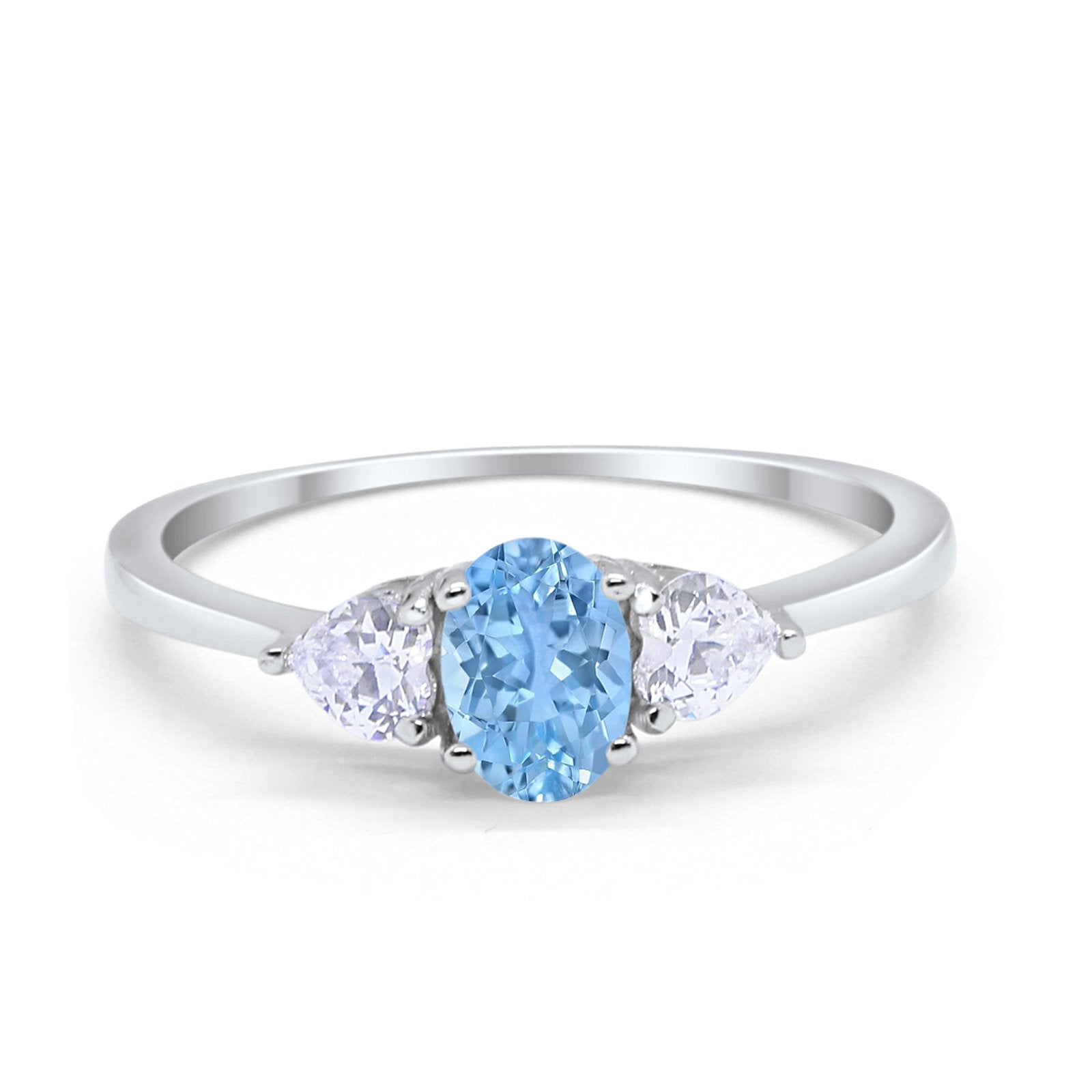 3 Stone Oval Promise Ring - 925 Sterling Silver with Simulated Cubic Zirconia - Elegant Fashion Jewelry for Women - Perfect for Anniversaries, Engagements & Special Occasions