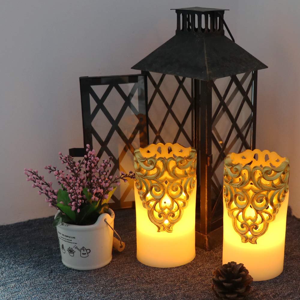 Wondise Flameless LED Candles with Timer - Real Wax Battery Operated Flickering Pillar Candles for Home Decor, Wedding, Christmas - Set of 2 (3x6 Inches) - Perfect for Romantic Dinners, Spa Relaxation & Holiday Centerpieces
