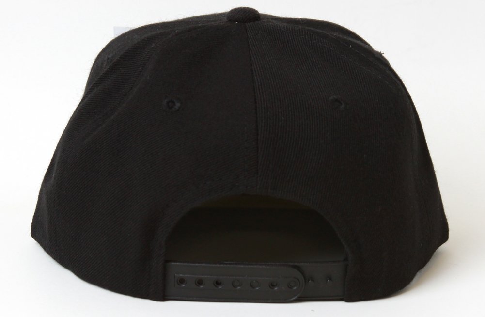 Black Solid Plain Snapback Hat - Flatbill Cap for Men & Women