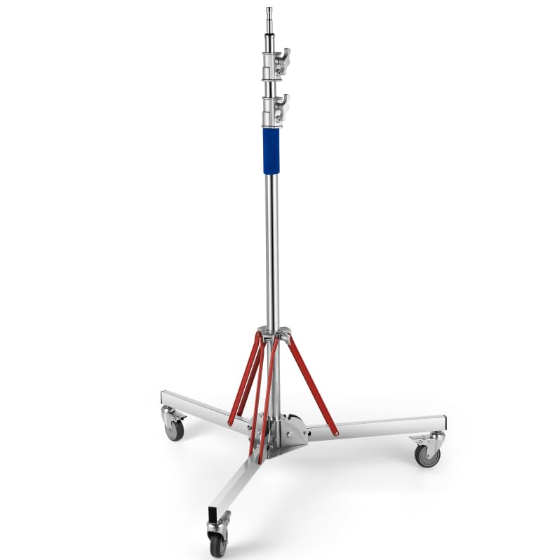 Heavy Duty Adjustable C Stand with Wheels - 10ft/305cm Stainless Steel Photography Light Stand for Studio Monolight, Softbox & Reflector - Perfect for Photo Studios, Film Sets & Video Production