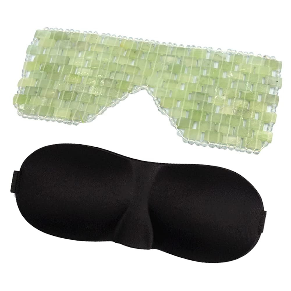 Natural Jade Eye Mask for Sleep & Relaxation - Cold Therapy Eye Mask to Relieve Fatigue, Reduce Puffiness & Dark Circles - Perfect for Spa, Travel & Home Use - Stone Eye Massager for Beauty & Wellness
