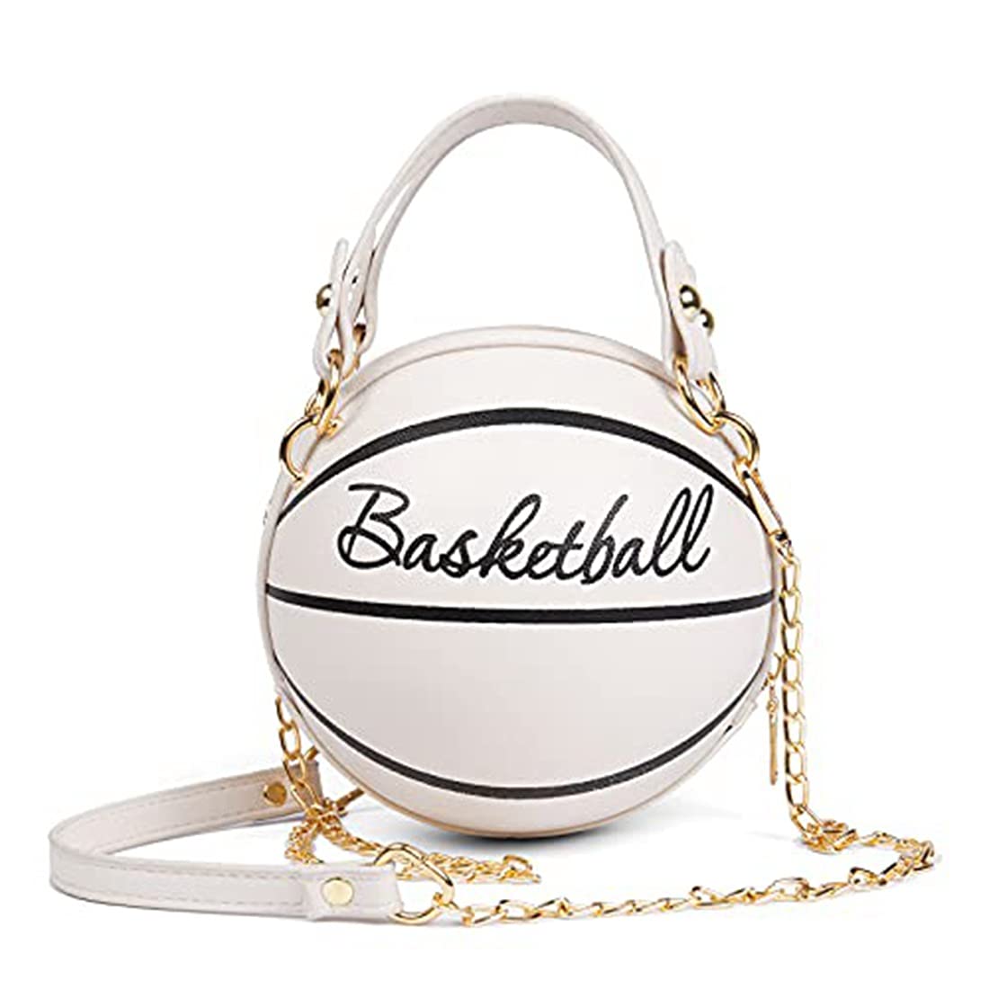 JNKET Women's PU Leather Basketball & Football Shaped Mini Shoulder Bag - Stylish Round Crossbody Purse with Chain for Girls | Perfect for Sports Games, School, and Casual Outings