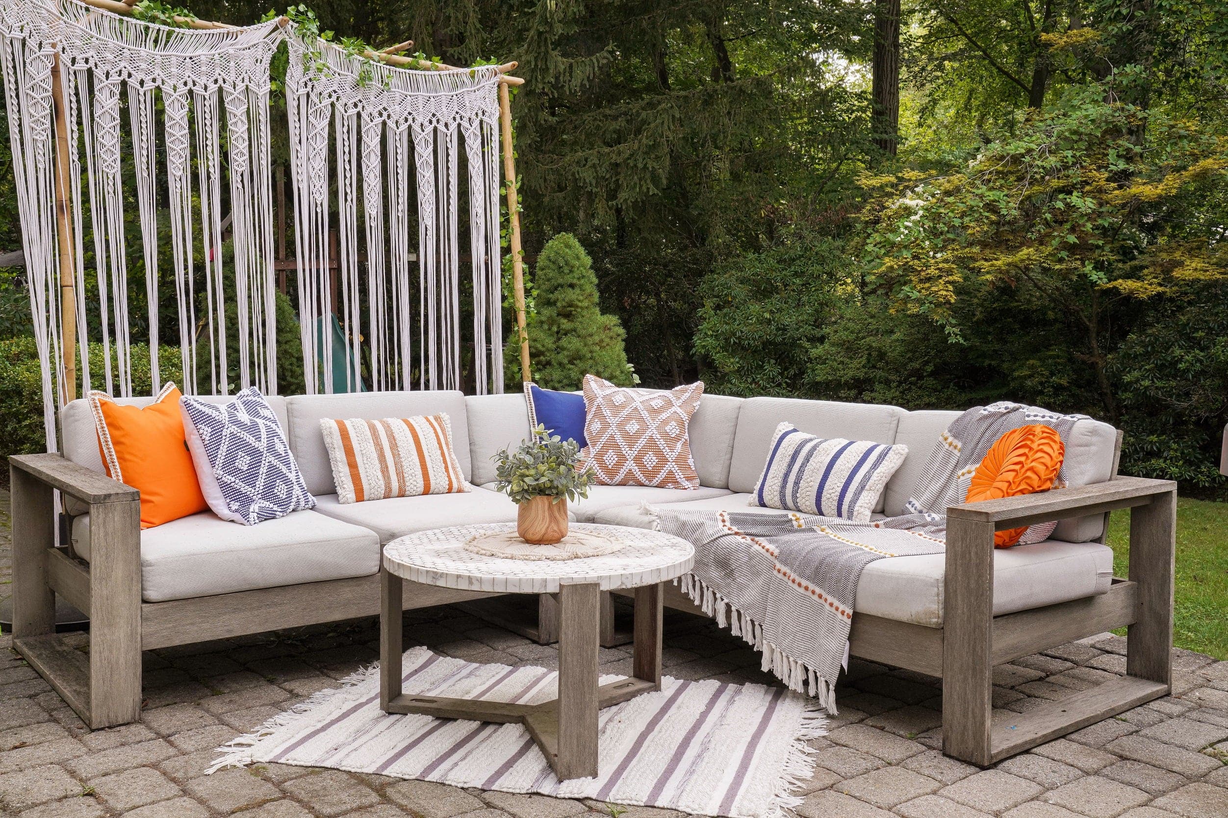 Herringbone Stripe Yarn Dyed Cotton Woven Tassel Throw Blanket - Soft & Cozy Decorative Accent for Sofa, Bed & Living Room