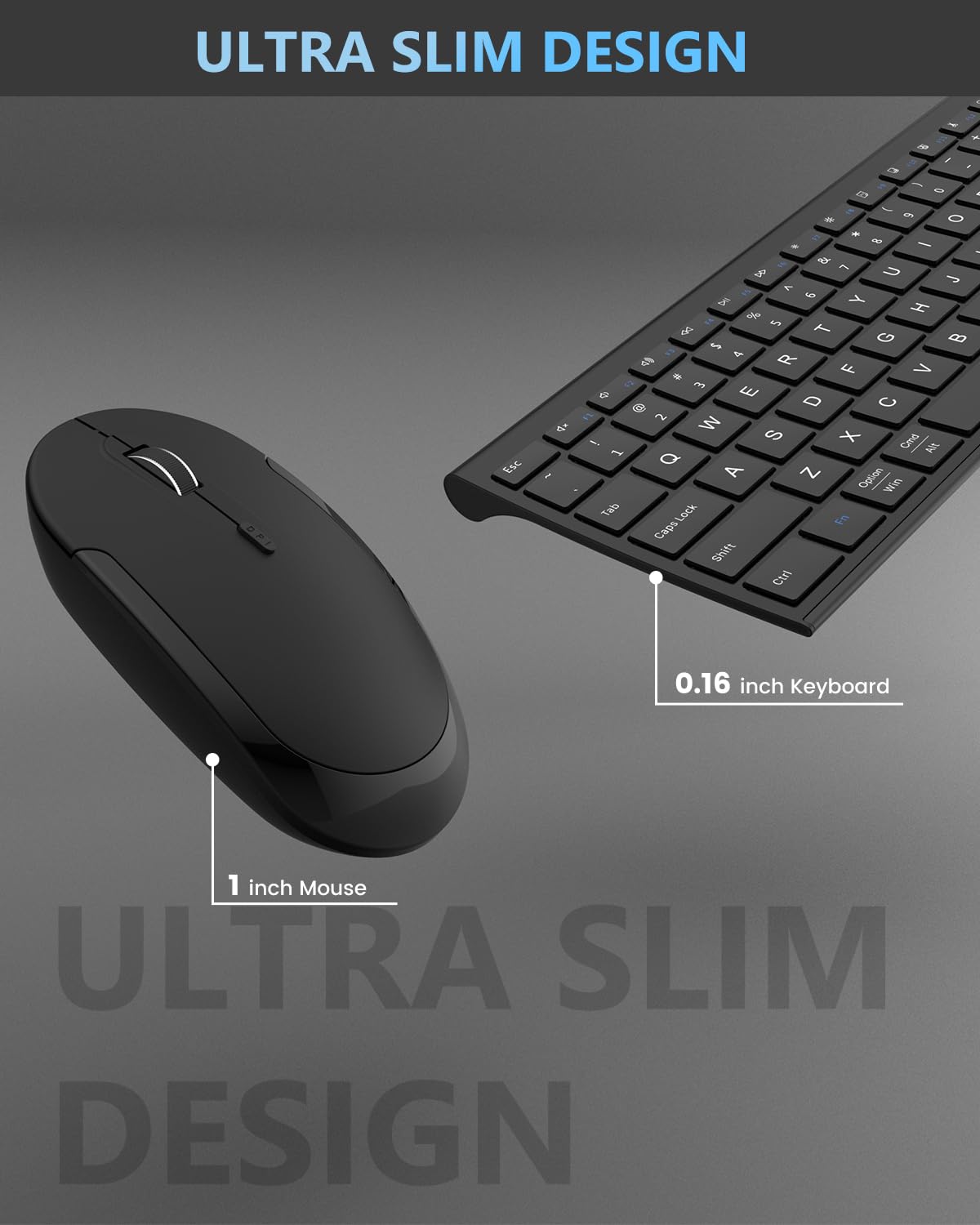 Wireless Bluetooth Keyboard and Mouse Combo - Slim Rechargeable Multi-Device Keyboard with Dual Mode (Bluetooth/USB) for Windows & Mac - Perfect for Home Office, Gaming & Travel (Black)