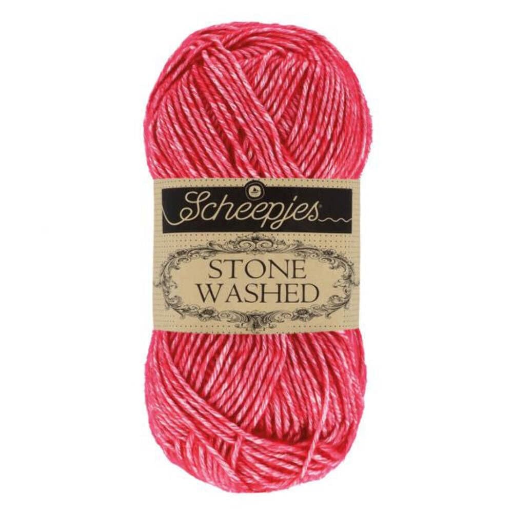 Scheepjes Stone Washed Yarn - 100g (807 Red Jasper) | Premium Quality Cotton Blend for Knitting & Crocheting | Perfect for Scarves, Sweaters & Home Decor Projects