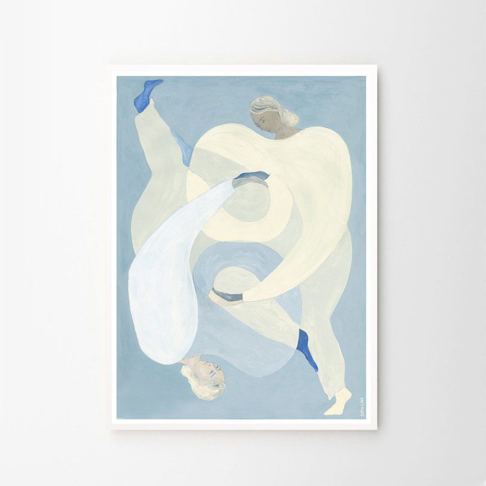 Sofia Lind 'Hold You' Blue Art Print - A5 Size Premium Wall Decor for Living Room, Bedroom & Office