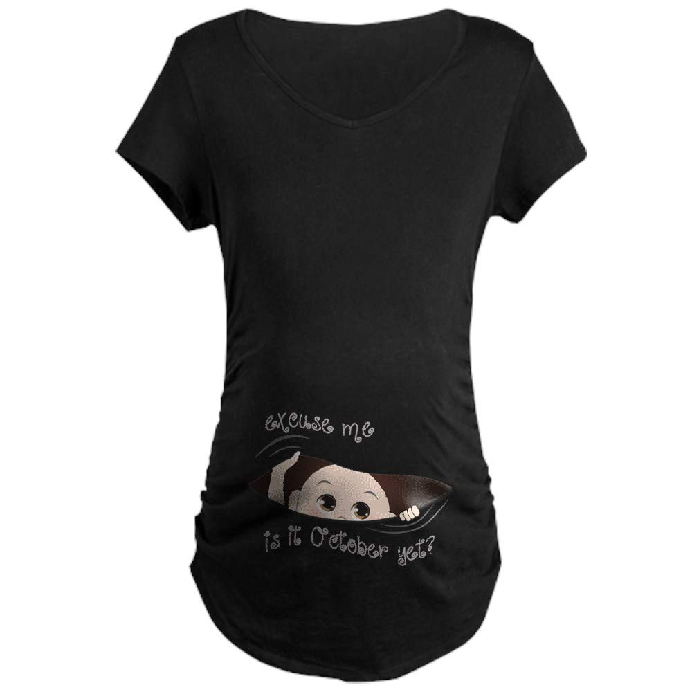 Funny Peeking Baby October Maternity T-Shirt - Comfortable Cotton Pregnancy Tee for Expecting Moms - Perfect for Baby Showers, Maternity Photos & Pregnancy Announcements