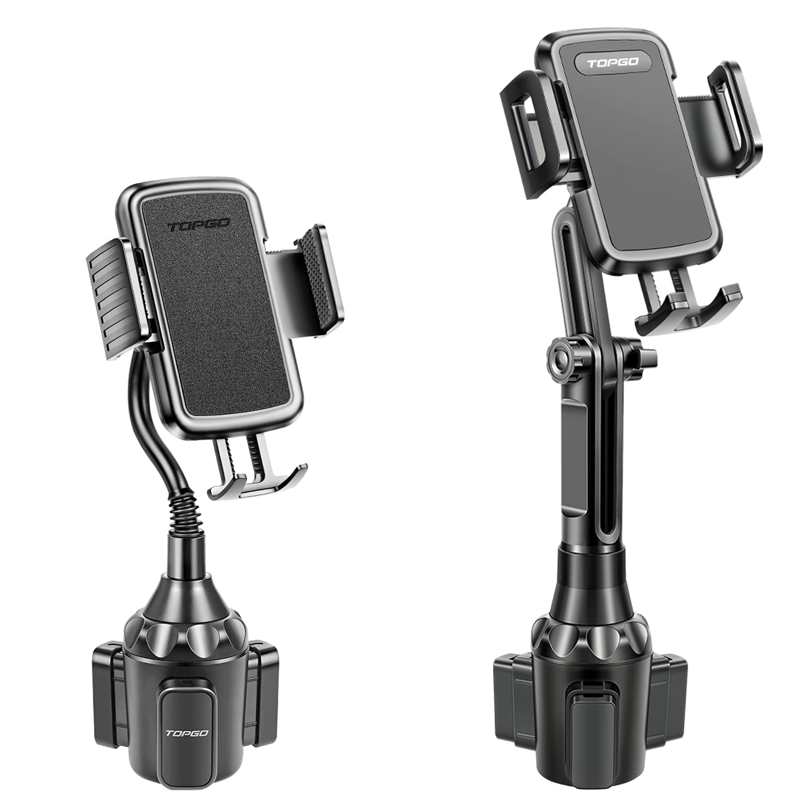 Adjustable Cup Holder Phone Mount with Flexible Gooseneck & Extendable Pole - Universal Car Phone Holder for iPhone & Android - Perfect for Road Trips, Commuting & Hands-Free Driving