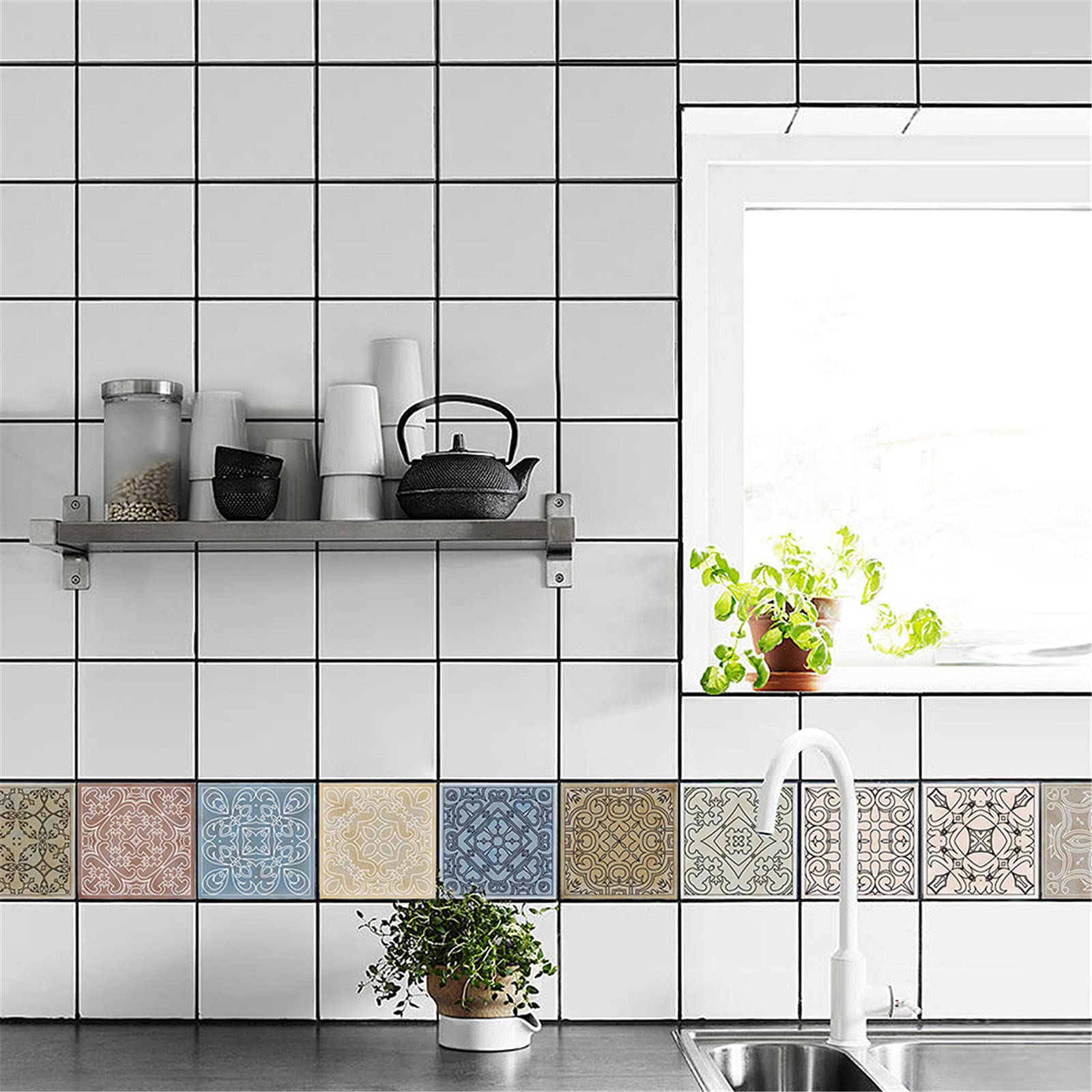 10-Pack Waterproof Self-Adhesive Wall Tile Stickers - Peel & Stick Backsplash for Kitchen, Bathroom, Laundry Room - Easy DIY Home Decor Upgrade (10 Sheets) - Perfect for Renters & Homeowners