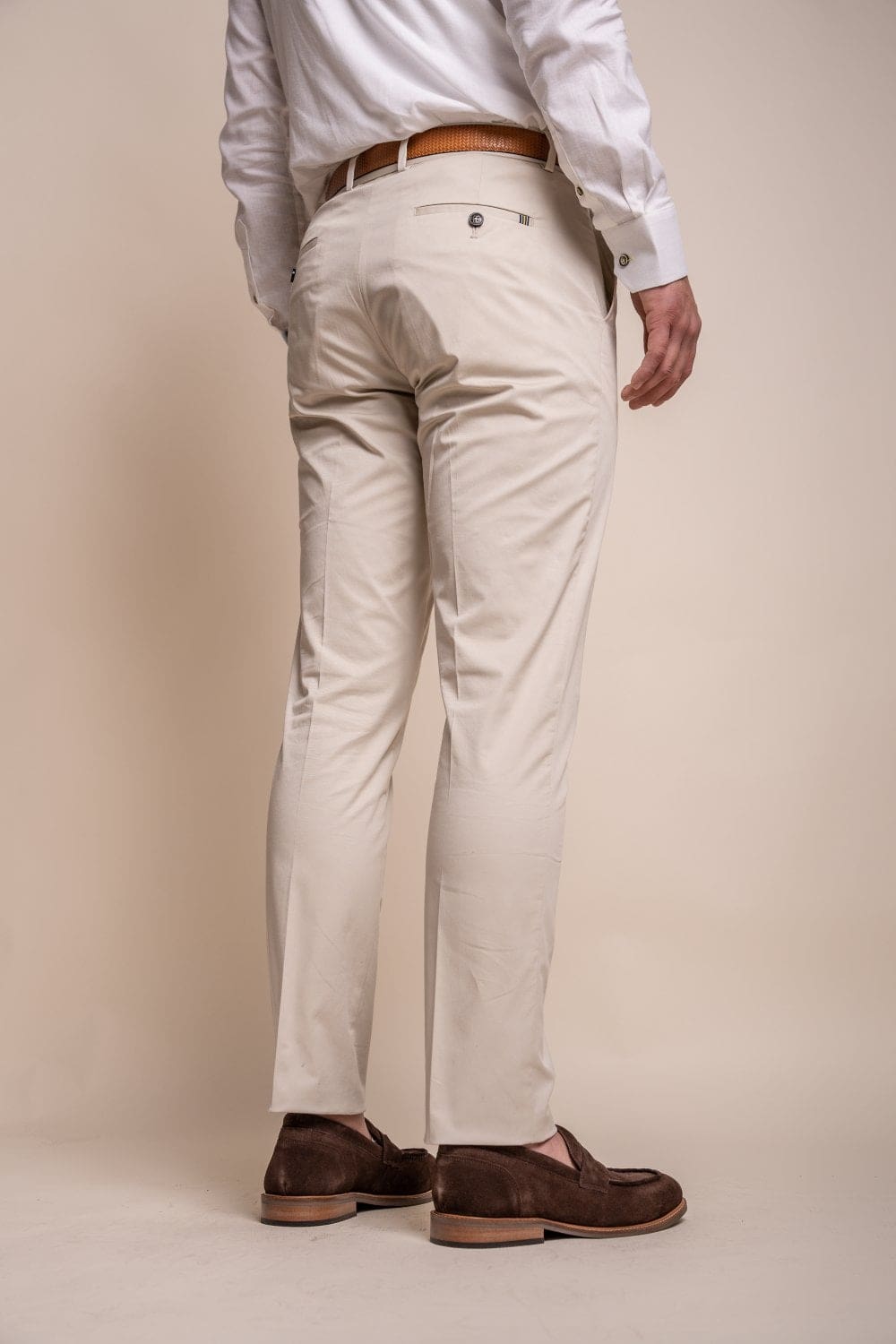 Cavani Mario Fawn Men's Casual Trousers - Comfortable Slim Fit Pants for Office, Travel & Everyday Wear